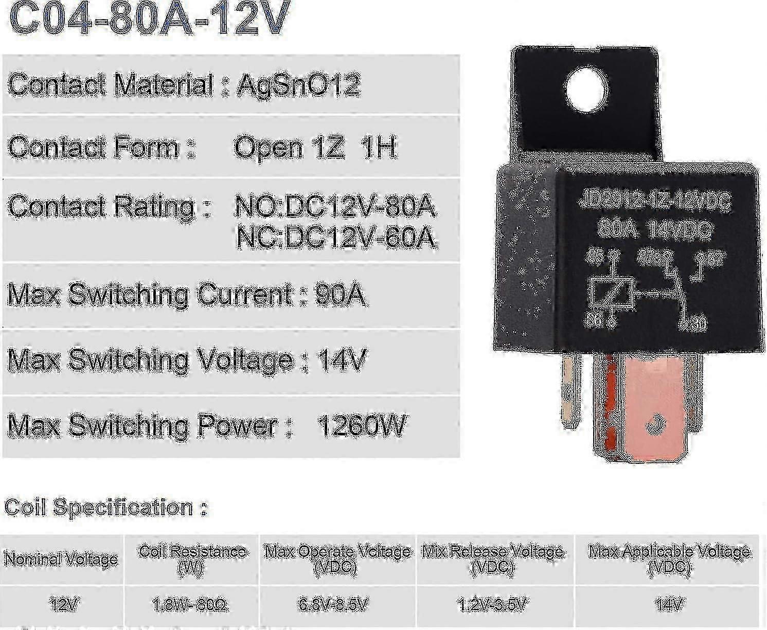 2 Pieces 5 Pin 12V 80A Relay for Automotive SPDT Switch for European Vans