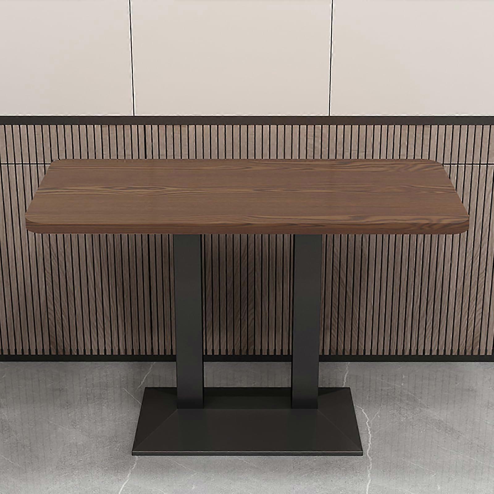 Square Dining Table Black Metal Frame Walnut Wood  Industrial Bar Table Counter Height 47.2L x 23.6W x 29.5H