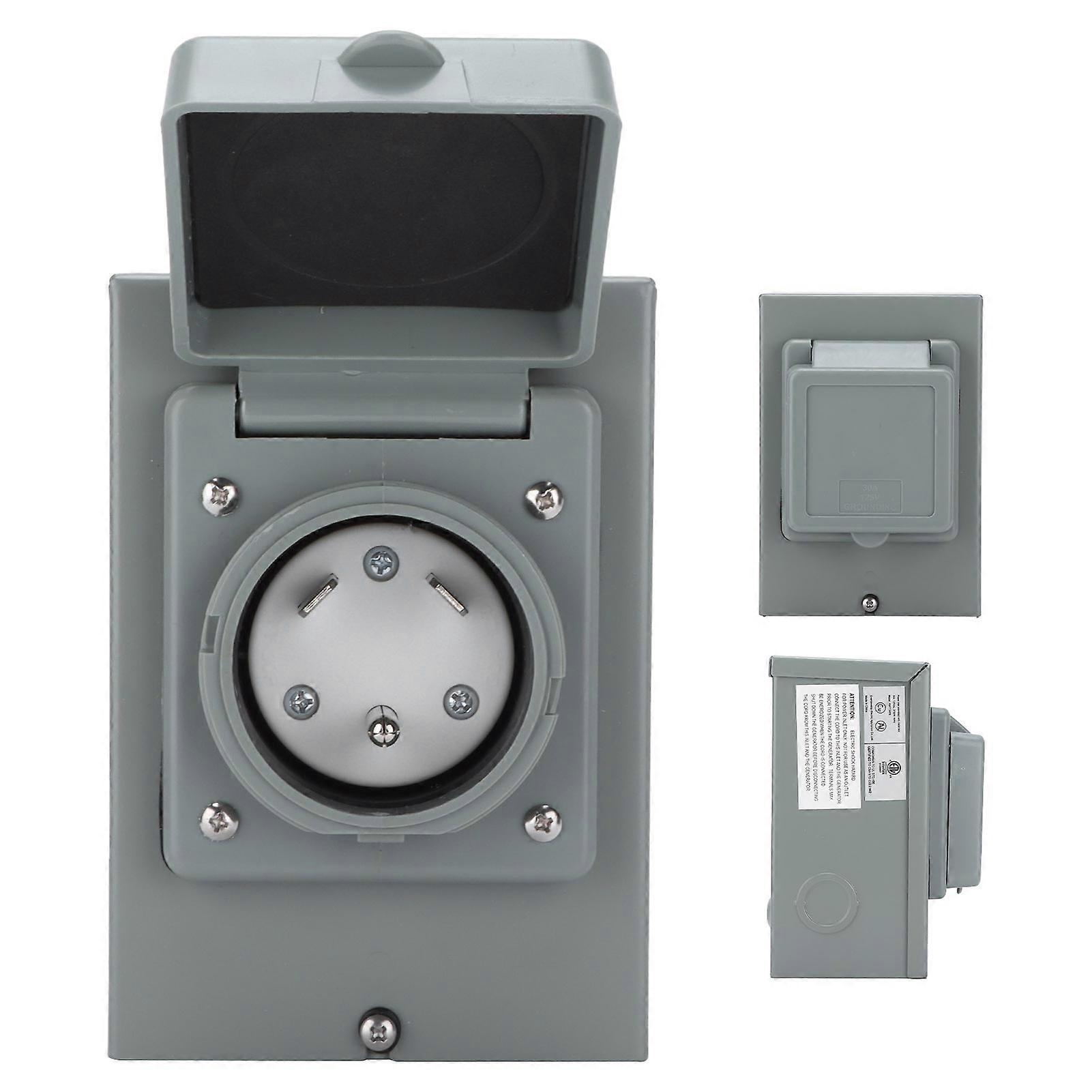 30A Generator Power Inlet Box  3750W Outdoor Weatherproof Socket Accessory for RV