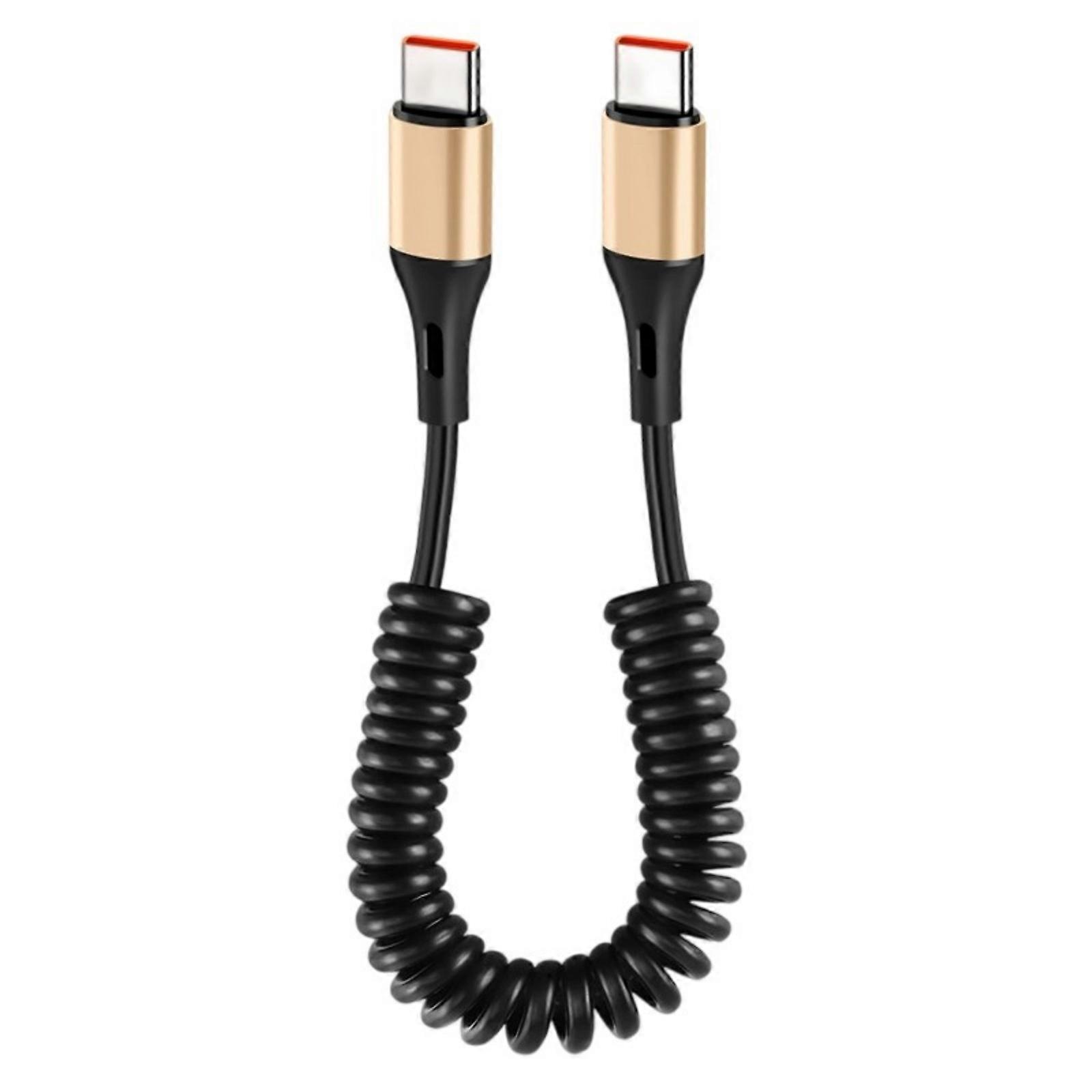 240W Super Fast Charging Cable Double USB C Spring Design High Strength Charging Cord Wire For Multiple Devices Black Multicolor