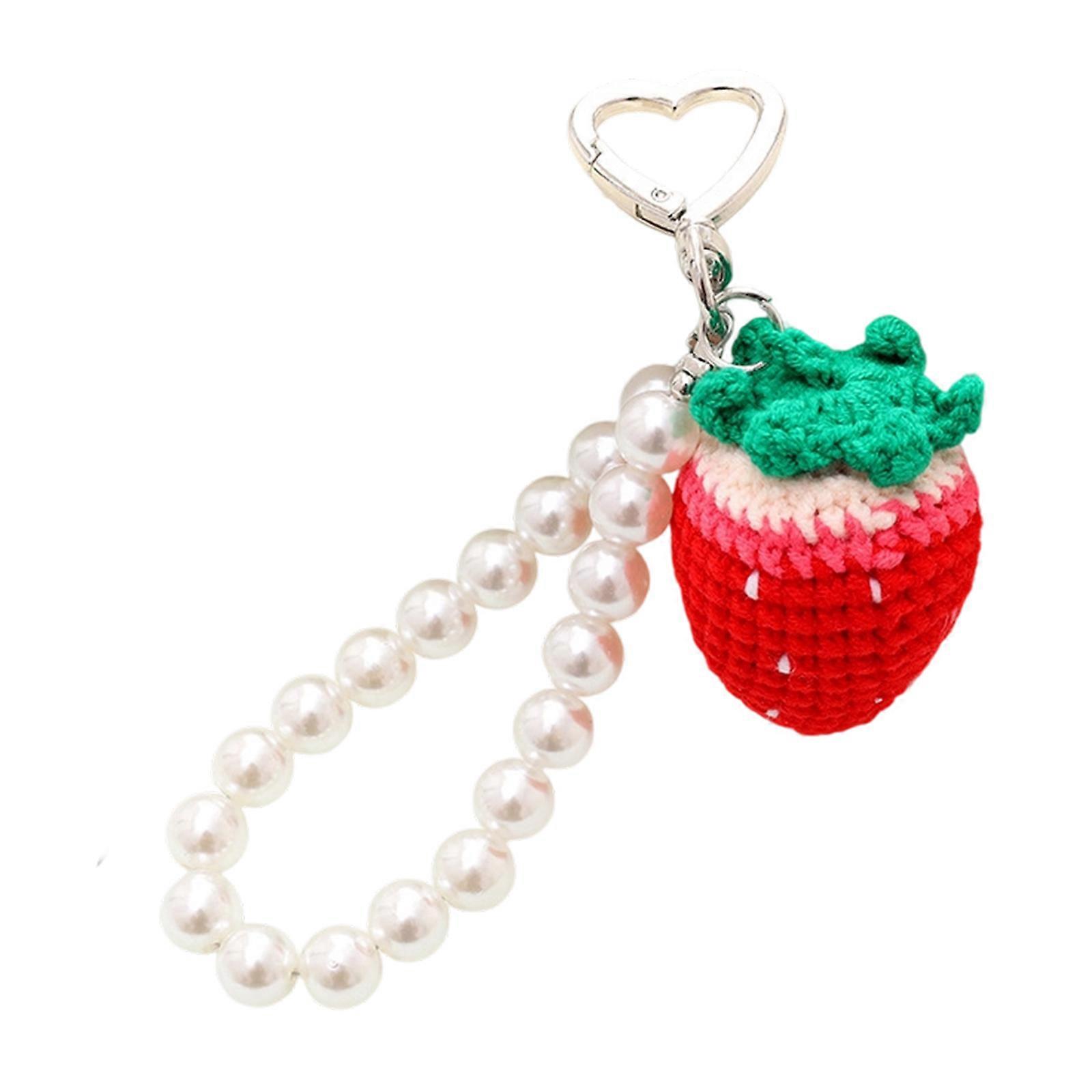 Kids Friendly Fruit Design Phone Lanyard Secure Anti Drop Crafted Yarns Cord Beaded Key Chain For Children Students Multicolor