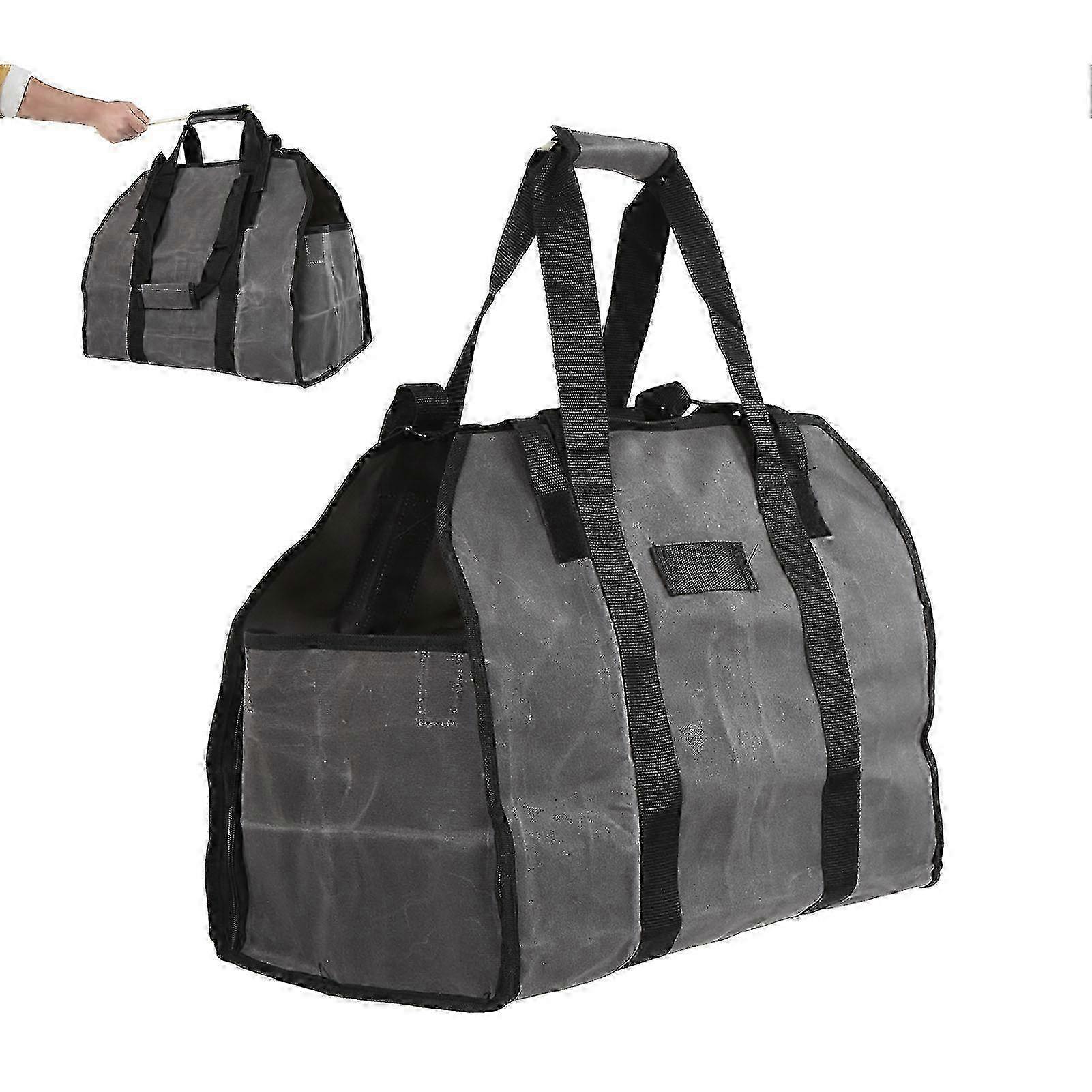 Portable Firewood Carrier Bag - Waxed Canvas Log Carrier for Outdoor Use, Ideal for Home & Camping