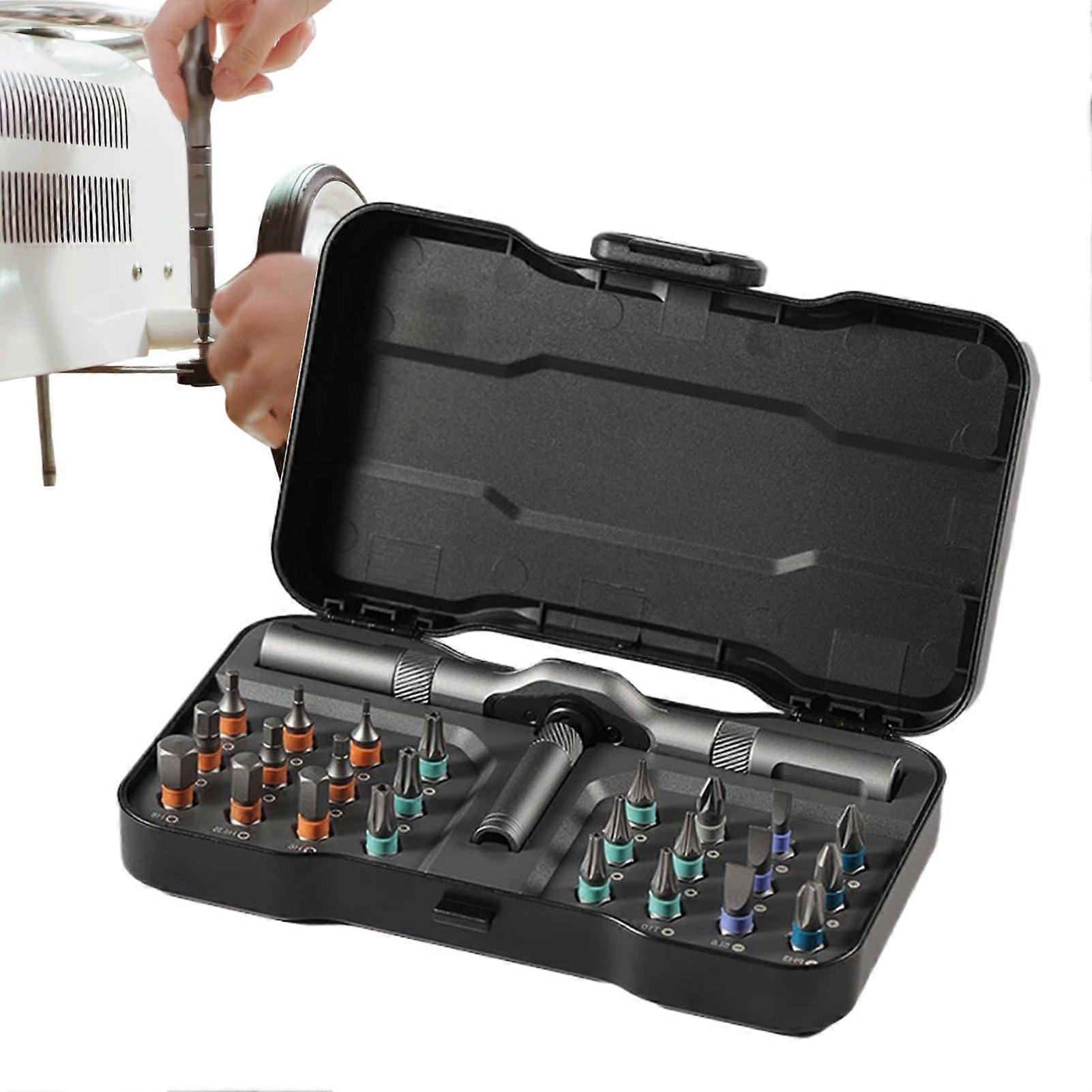 Magnetic Ratchet Screwdriver Set, Electronics  Kit, Compact THandle For Computers, Laptops, Home Appliances
