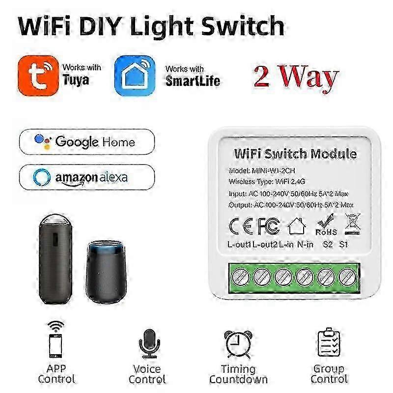Aubess Power Monitor Switch 10A Wifi Smart Switch DIY Breaker With 2/3/4 Way Control Function Support Tuya Alexa Google Home