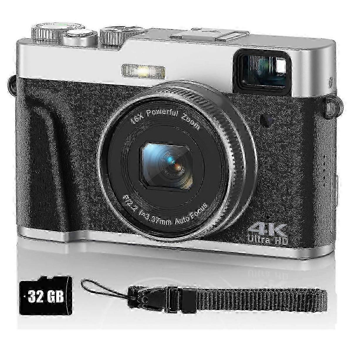 4K Digital Camera compatible with Photography, Autofocus Camera with Viewfinder Anti-Shake Video Camera compatible with YouTube Digital Cameras