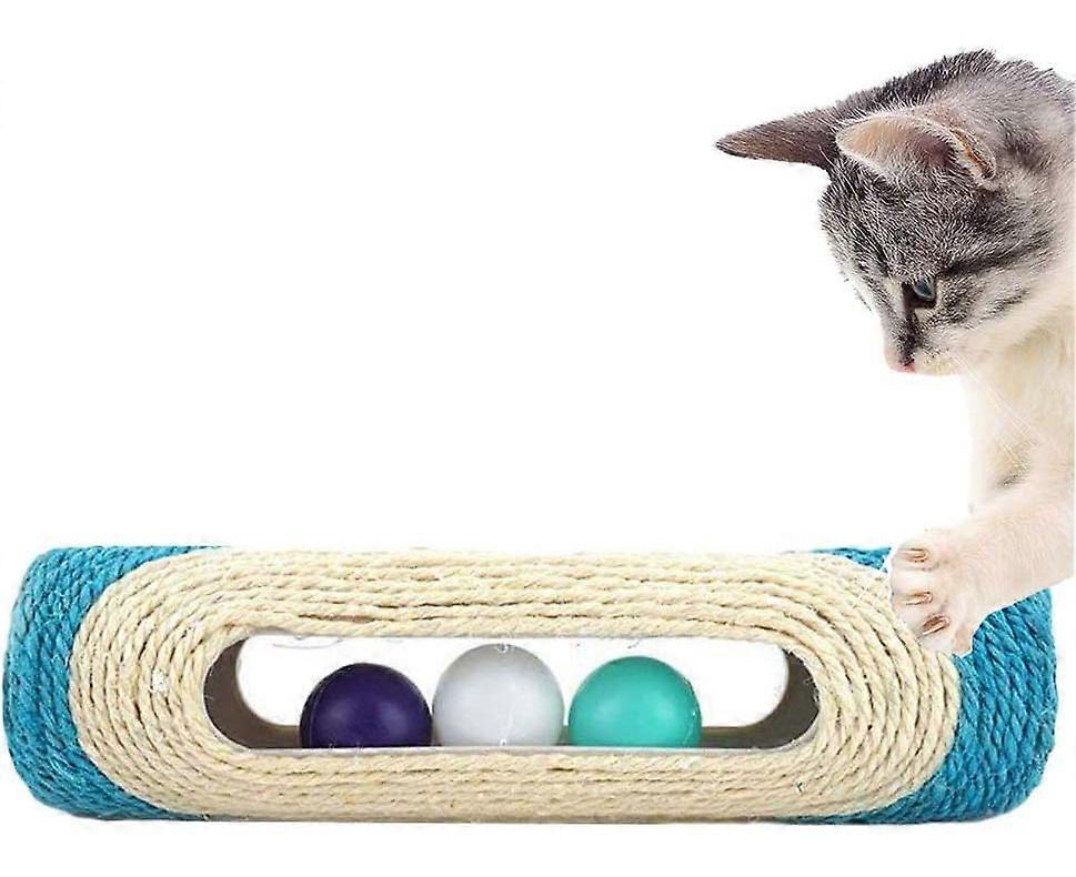 Cat Kitten Toys, Rolling Sisal Scratch Board Roller with 3 Ball Exercise Training Tool ,Made of sisal material,11.6"2.9"