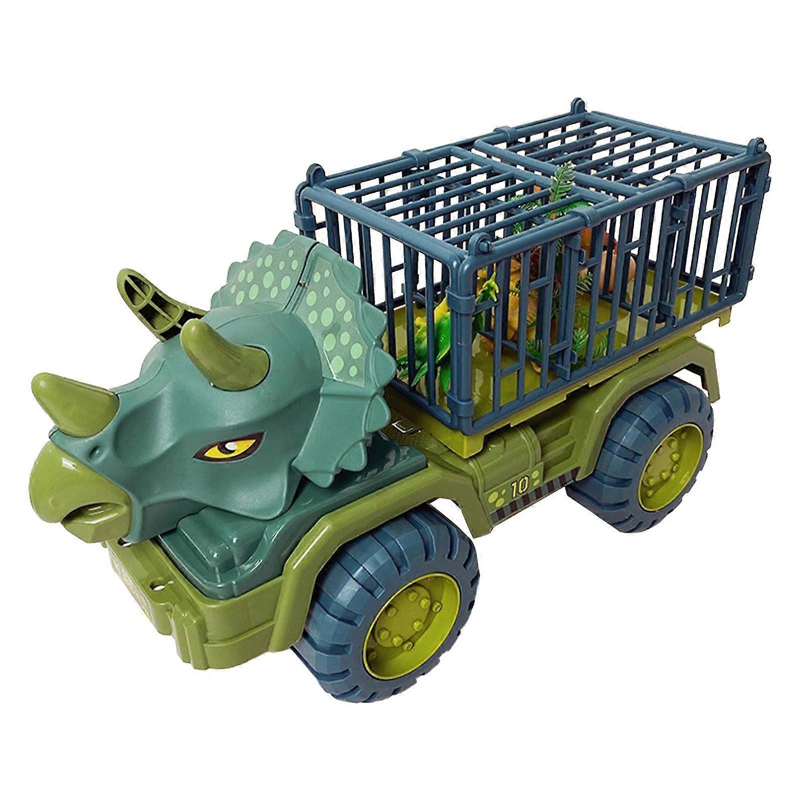 Dinosaur Transport Truck Playset Enlarged Carrier Vehicle Toy Playset with 3 Dinosaur Figure Tree