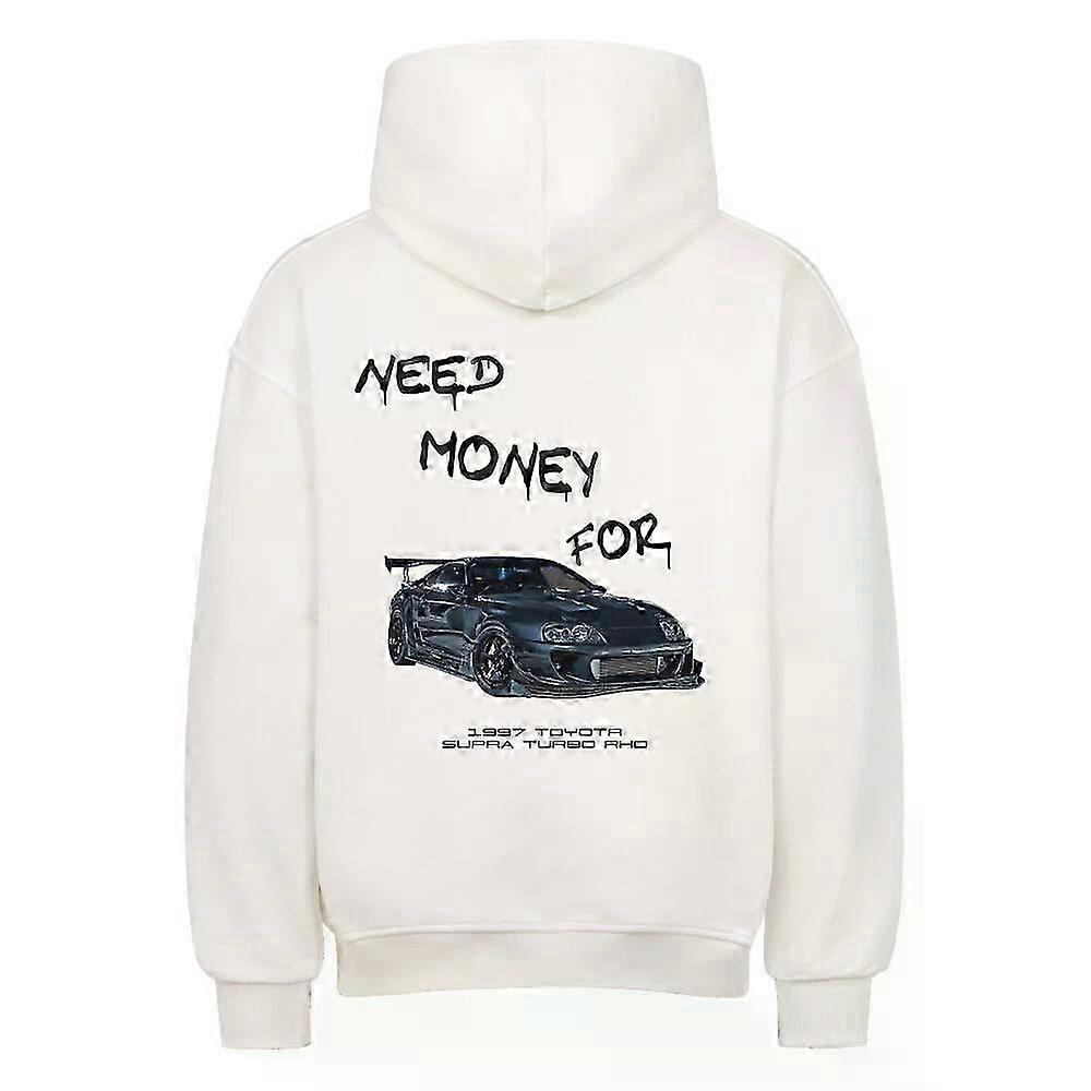 Need Money For Supra White Hoodie Pullover Rockinstone