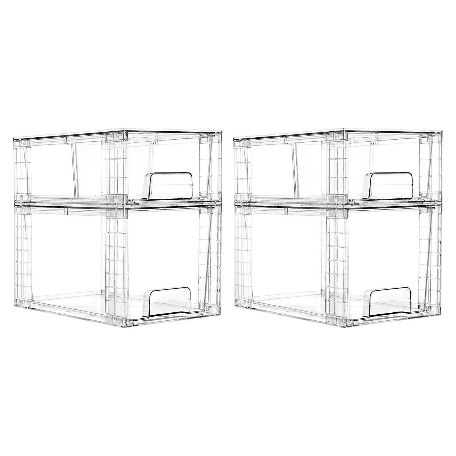 Stackable Plastic Storage Drawers Clear Organizers Bins for Home Office Bedroom Closet Organization Multicolor