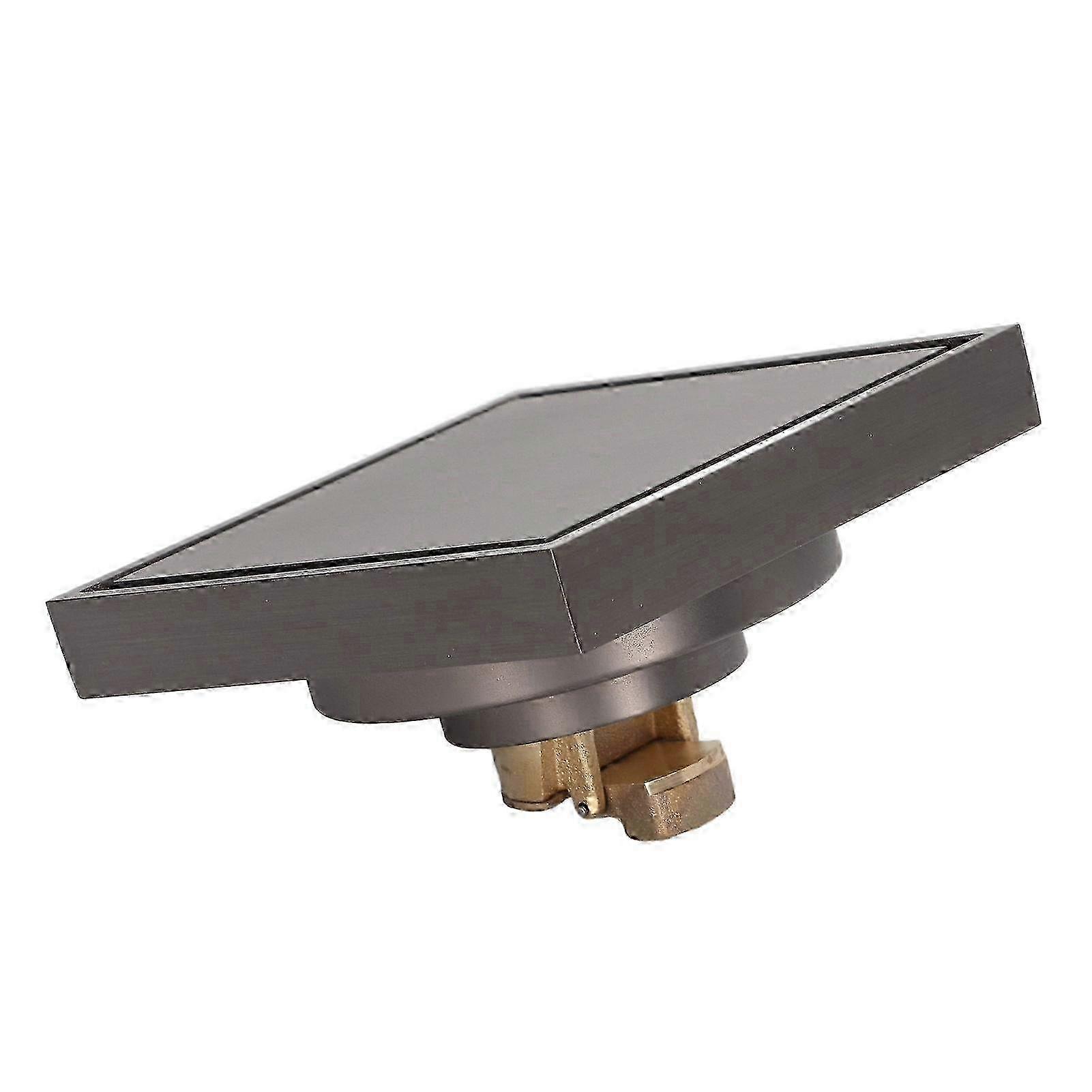 Square Floor Drain, Solid Brass Shower Drain with Gravity Spring Design Anti-Odor Anti-Clog Strainer for Widespread Application in Gunmetal Grey