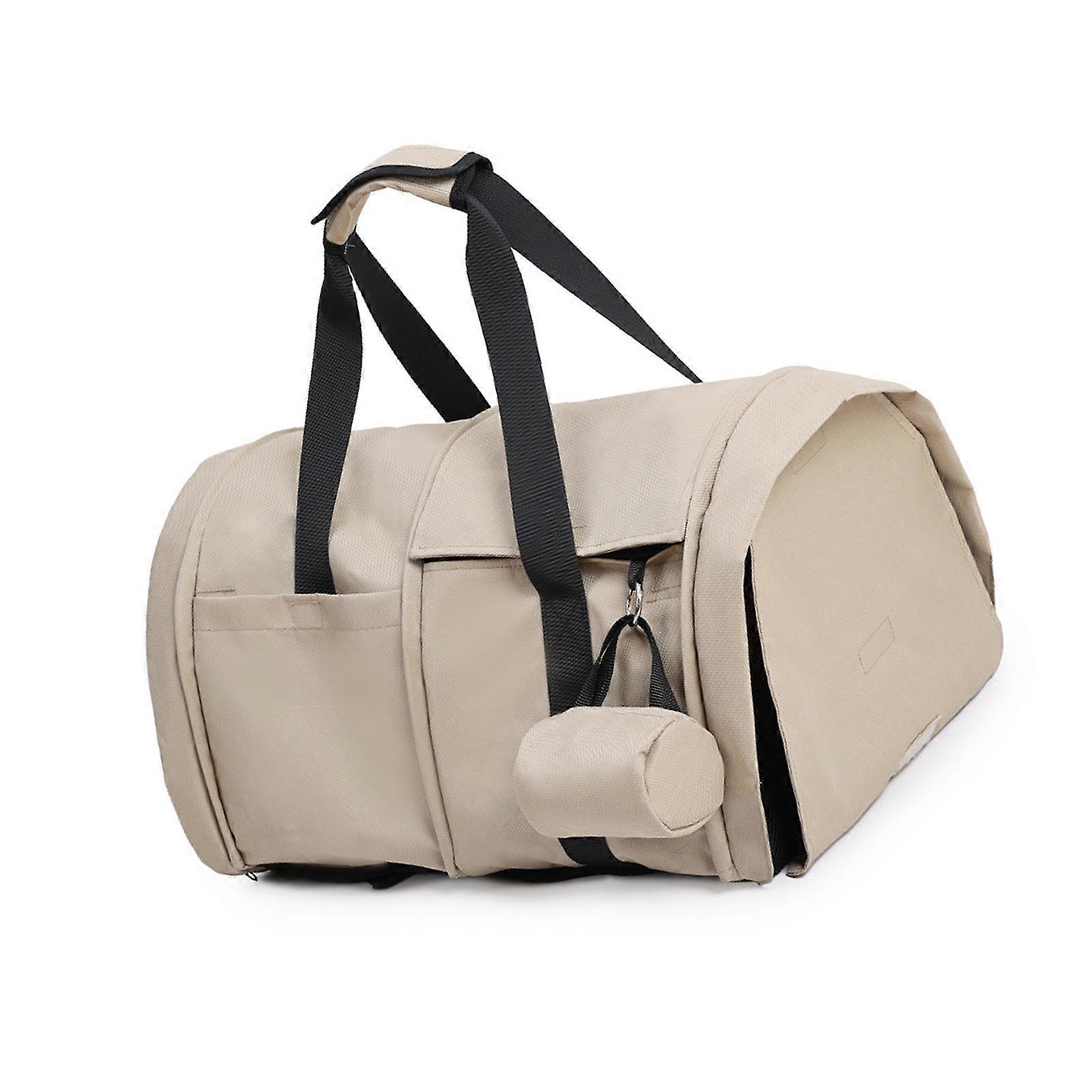 Portable Dog Carriers with Reinforced Base Multifunction Storage Space Light weight Polyester for Daily Commutes  Khaki