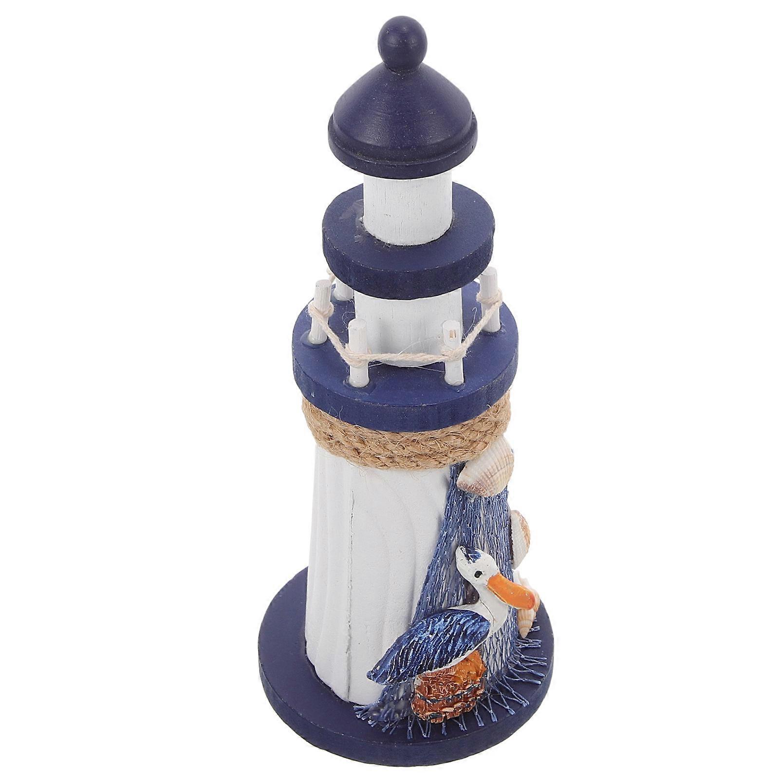Tabletop Nautical Decor Lighthouse Ornament Wood Material For Studio 1Pcs