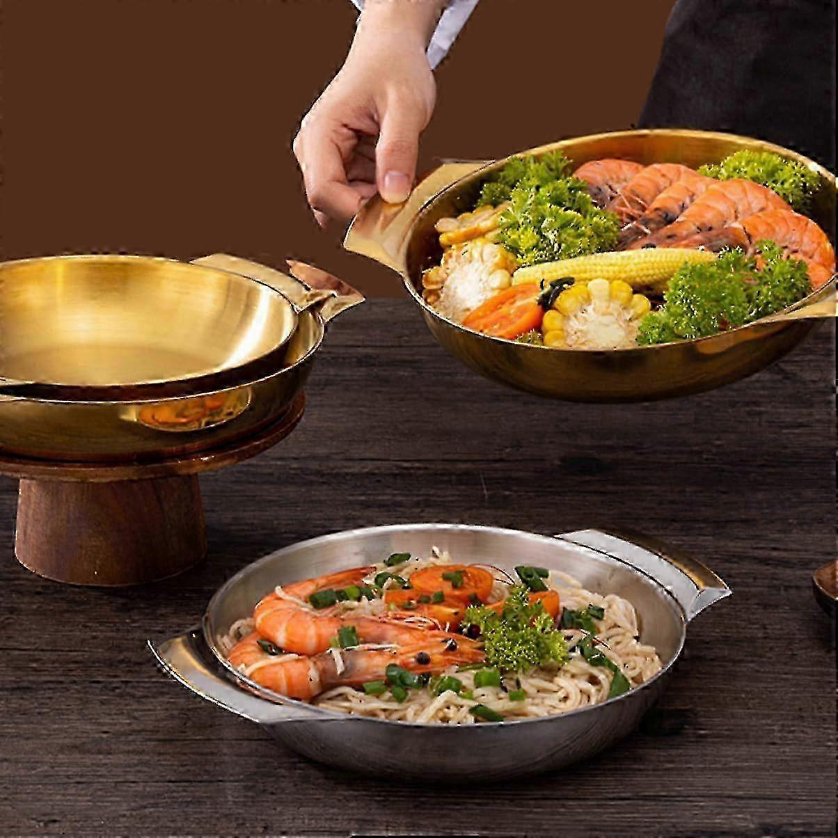 2 Pcs Double Handle Casserole Pan Pot for Seafood Daily Cooking Needs