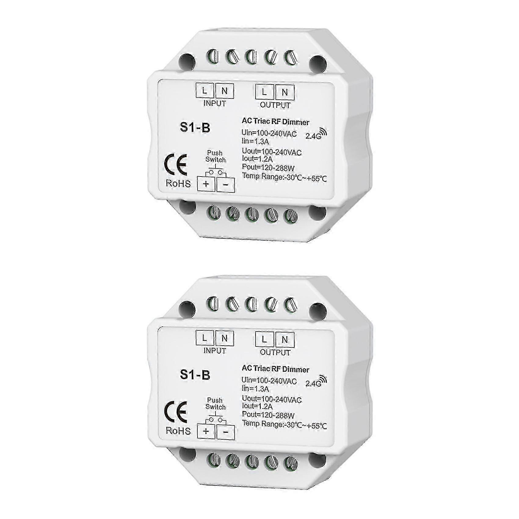 2x Ac 110v - 220v S1-b Led Triac Rf Dimmer Use 2.4ghz Wireless 120w-288w Push Dimmer Led Switch