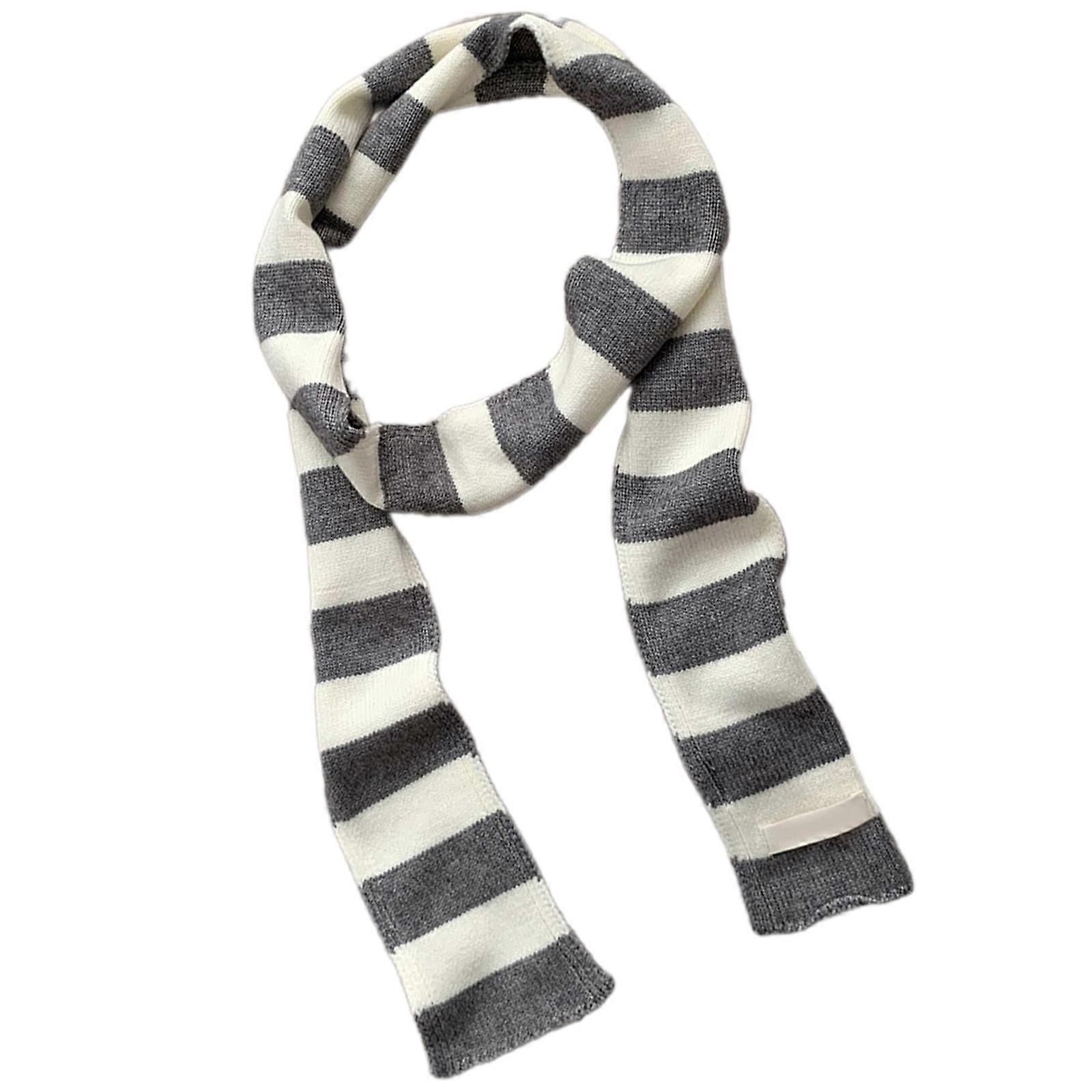 Resmi ve Casual için Popüler Uzun Eşarp Yumuşak Örme Boyun Eşarp Kadın Çizgili Eşarp Boyun Isıtıcı Basit ve Tüm Eşleşen gri