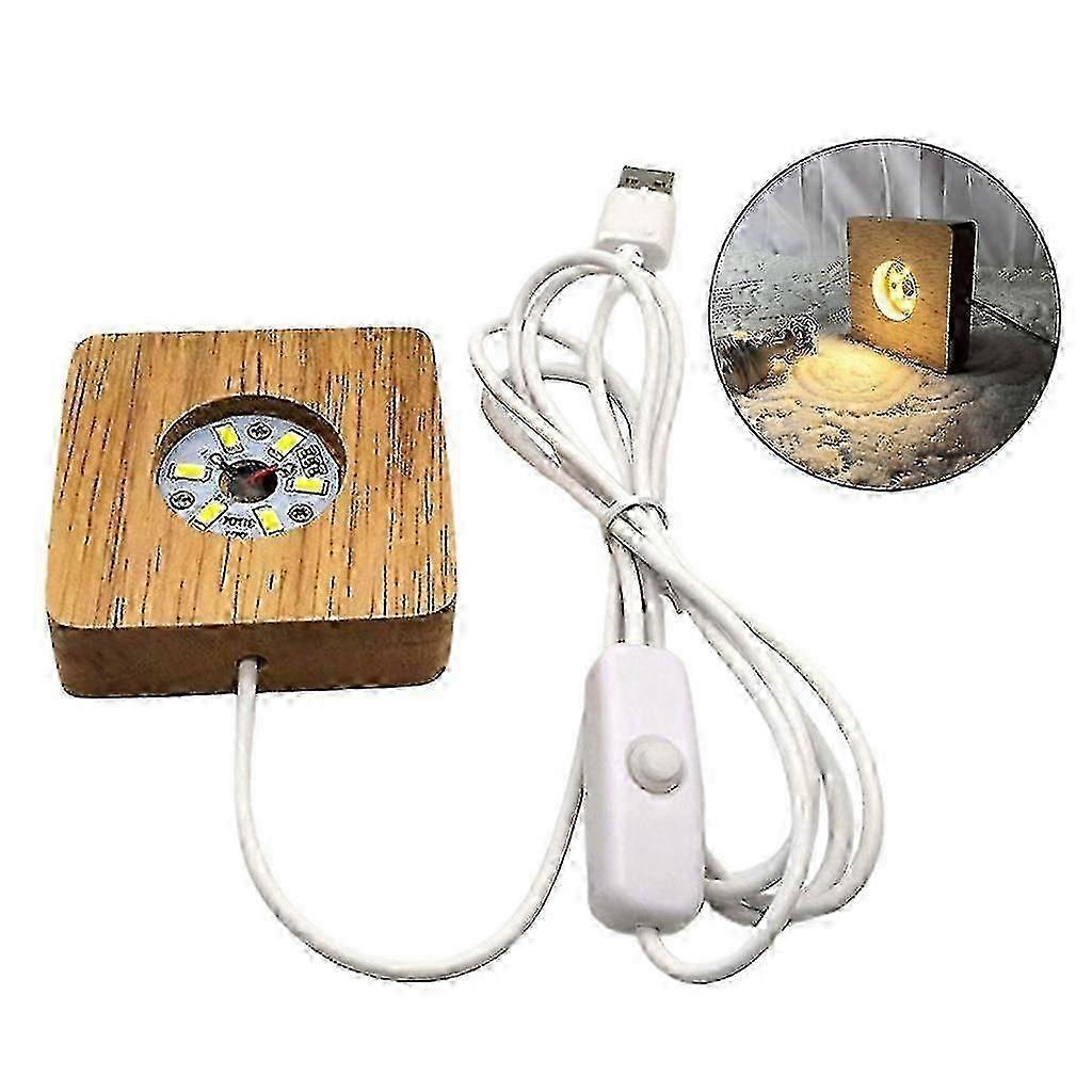 Handmade Square Resin Art Base Wooden Light Base Stand Led Lights Display Base