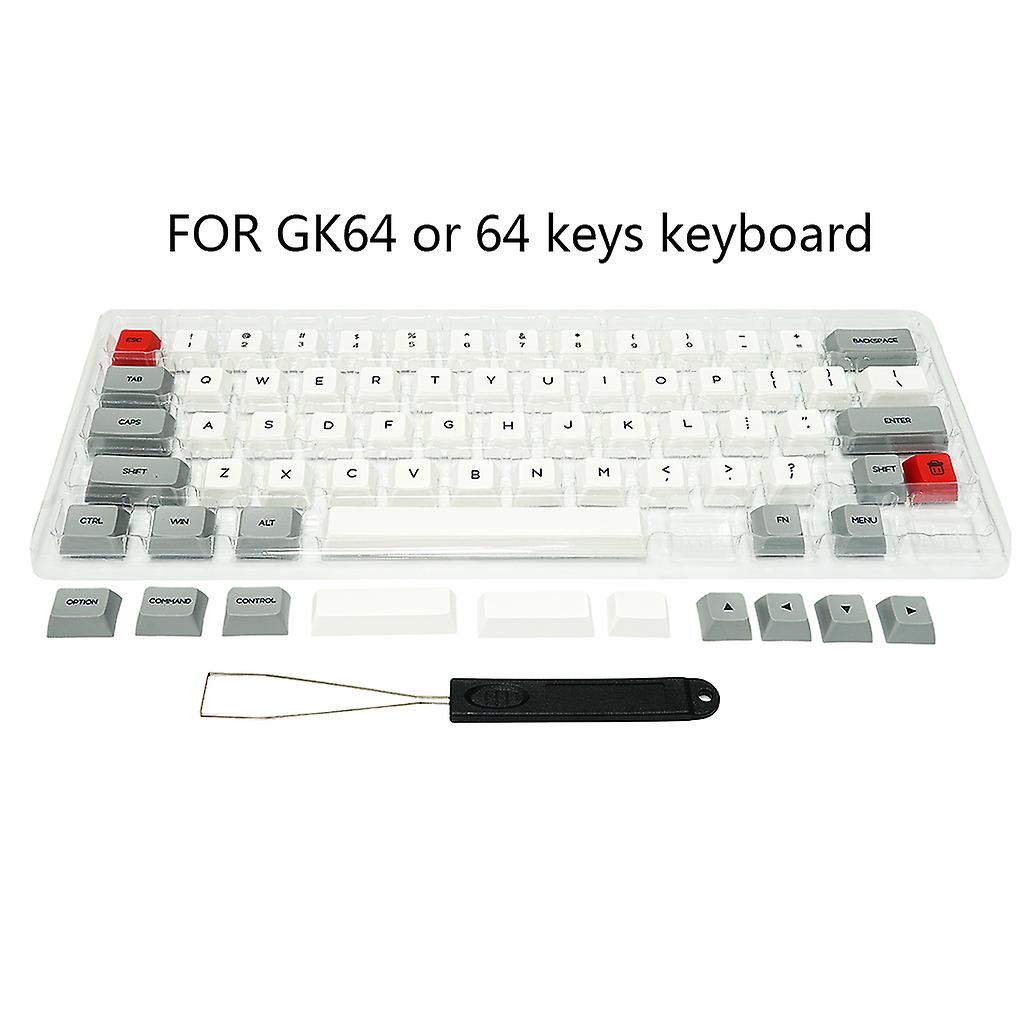 64 Keys Keyset Double Color PBT Thick Keycap for GK64 Mechanical Gaming Keyboard with Puller
