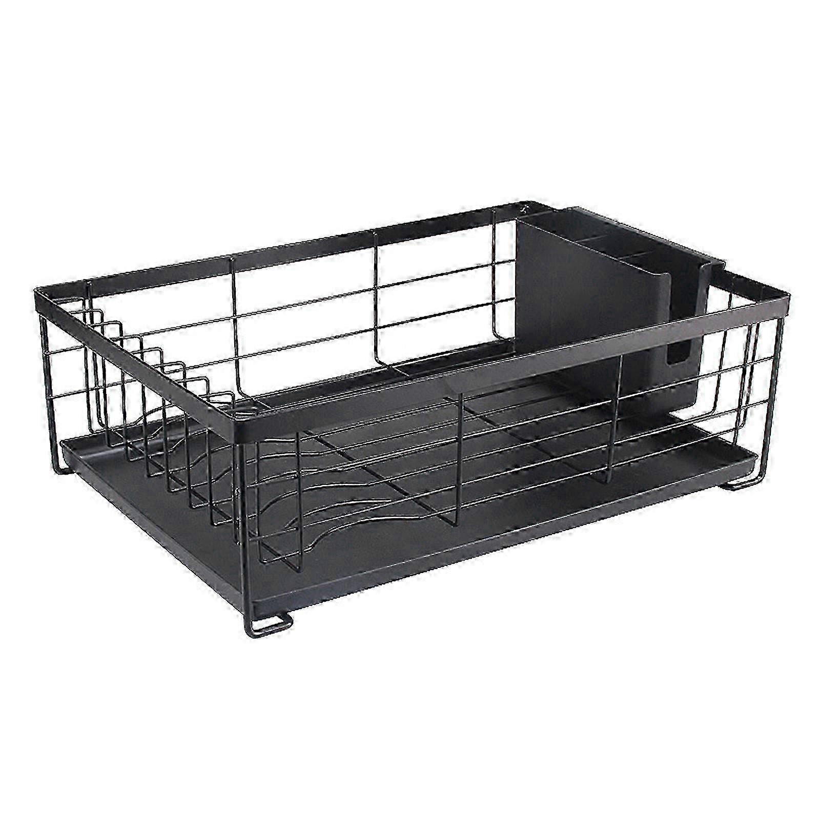 m Non-Slip Carbon Steel Dish Rack, Space-Efficient Sink Caddy with Removable Cutlery Holder, Self-Draining Kitchen Organizer for a Tidy
