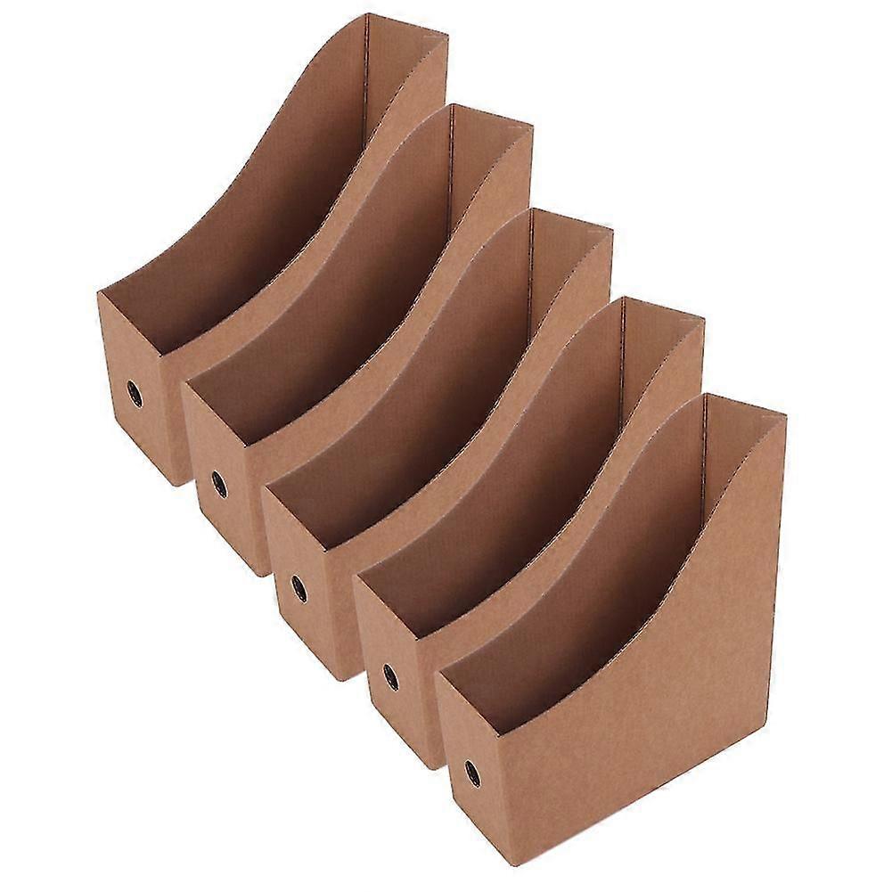 Efficient Office Companion, Durable Material Magazine Organizer, Labels For Identification To Streamline Your Workspace (Set Of 5, Brown)