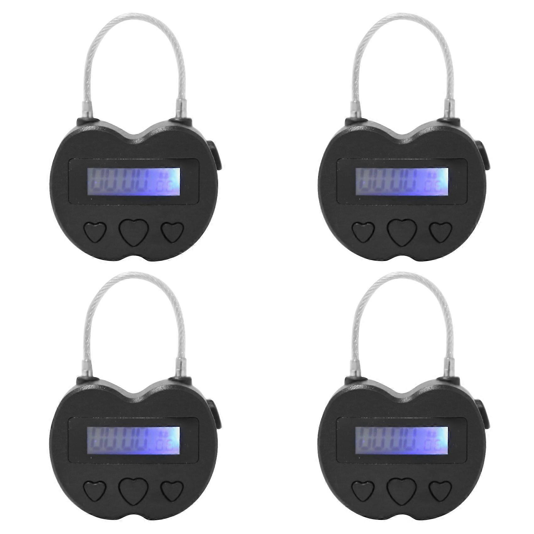 4X Smart Time Lock LCD Display Time Lock Multifunction Travel Electronic Timer,USB Rechargeable Temp