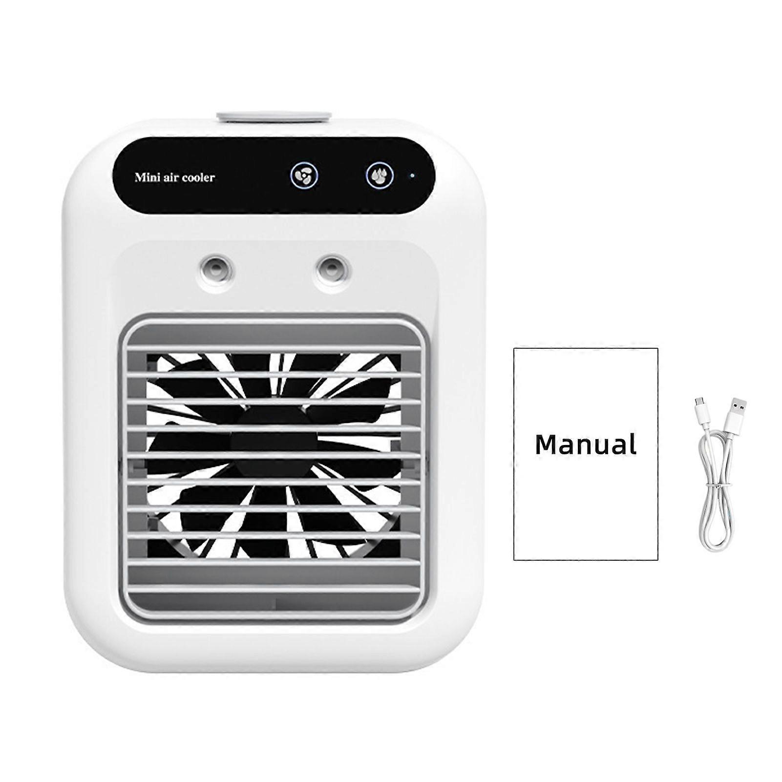 Jikaix Portable Air Conditioning Fan Strong Airflow 2 Speeds Instant Cooling Ultra-Quiet Cooler Desktop Fan Mist Maker