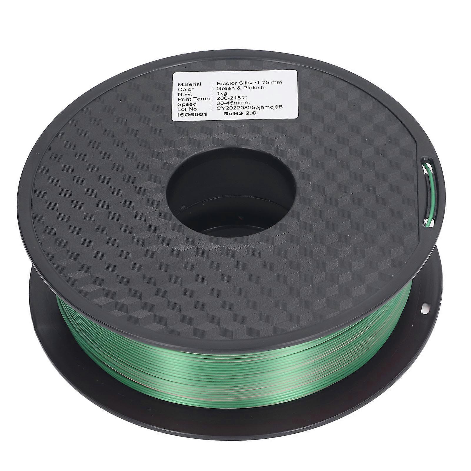 1,75 mm 3D-Drucker Filament PLA Dual Color Grün & Pfirsichrot Seidenglänzend