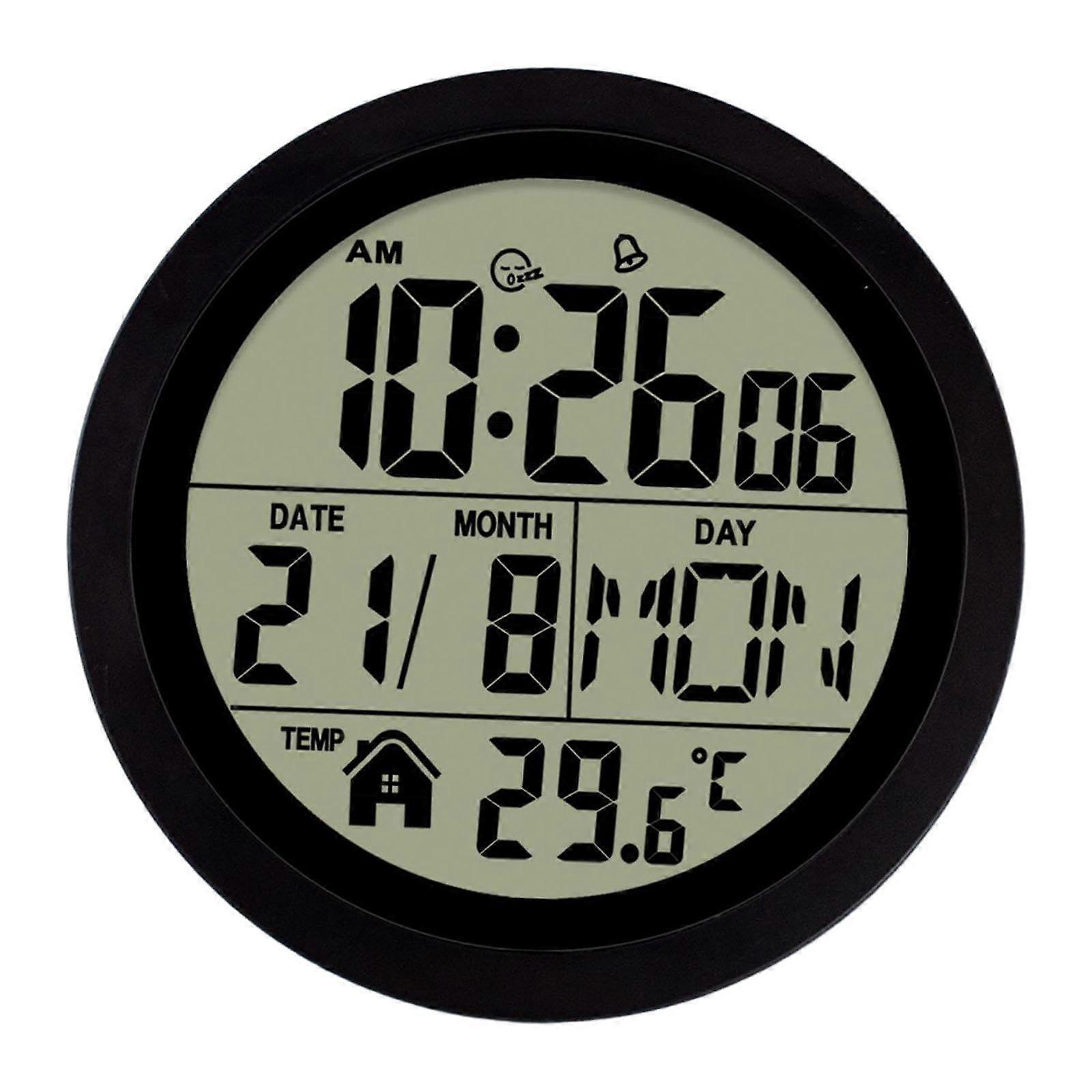 Digital Alarm Clock with Snooze Function Hanging or Desktop Timepiece for Office Home Black