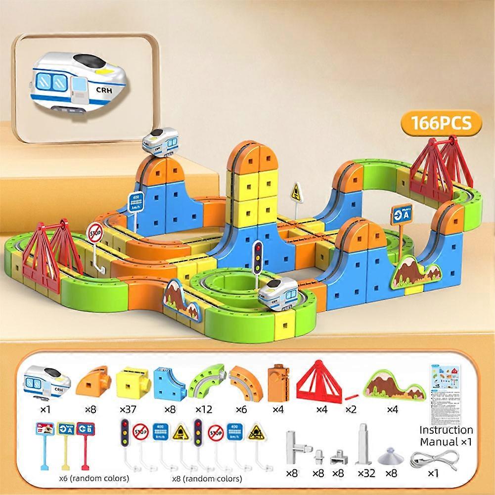 Trains Building Blocks for Kids Electric Motorized Track Set STEM Learning Fun for Playroom Exploration