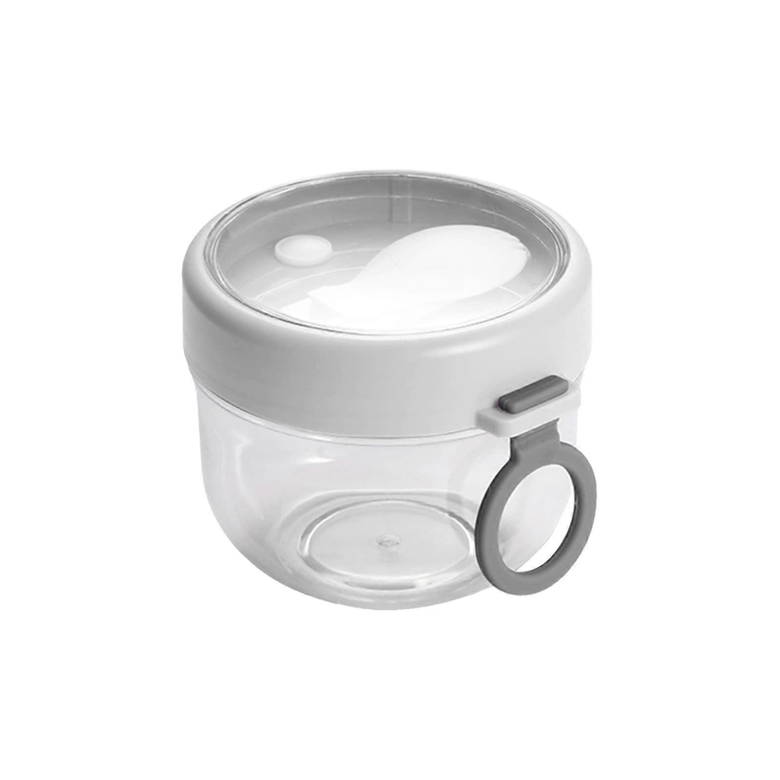 Overnight Oats Jars with Lids and Spoons, Large Reusable Plastic Airtight Containers for Cereal Fruit Vegetable (White)