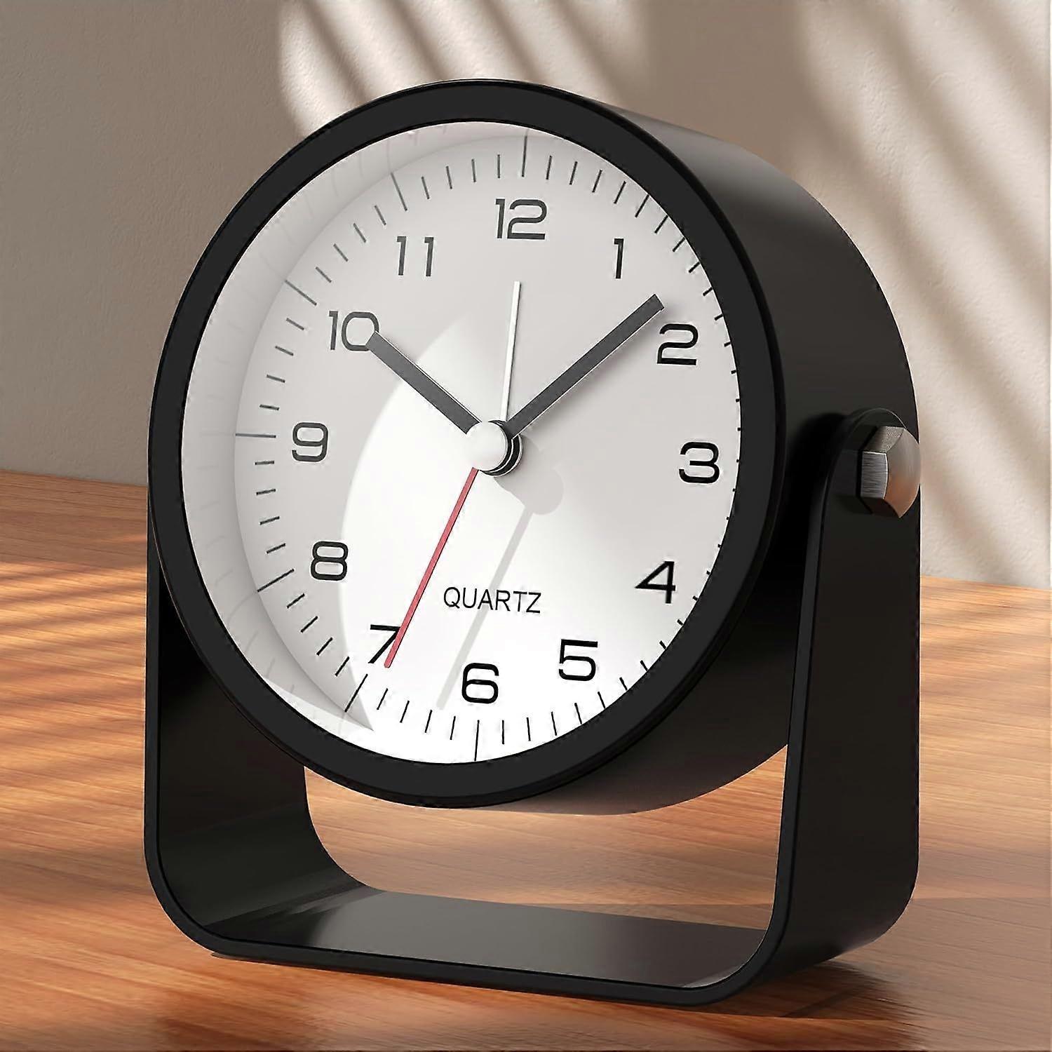 3.5 Inch Small Analog Alarm Clocks,Battery Operated Desk Clock,Cute Table Clock with Light