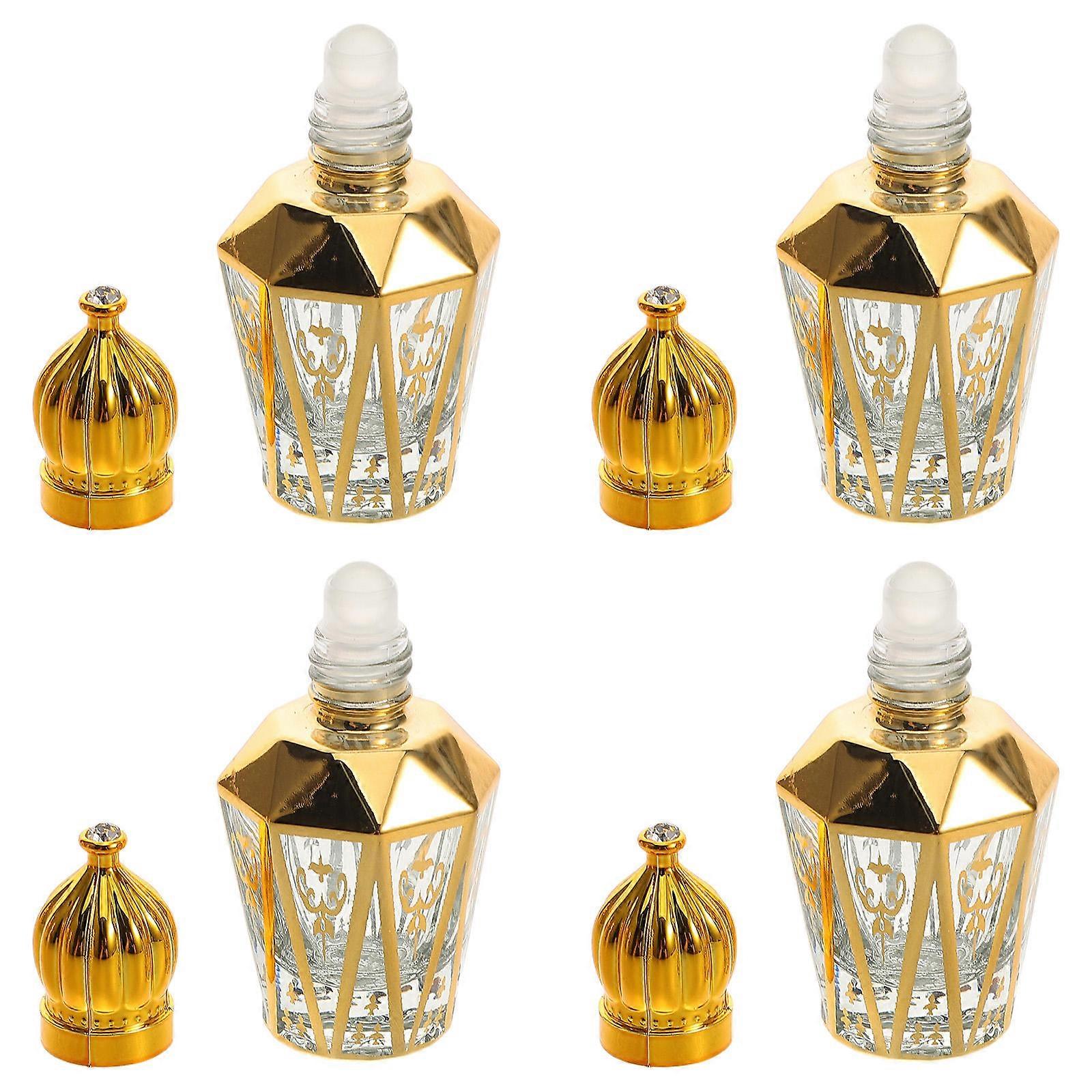 Golden Glass Roller Bottles for Perfume with Refillable Design 4Pcs Set