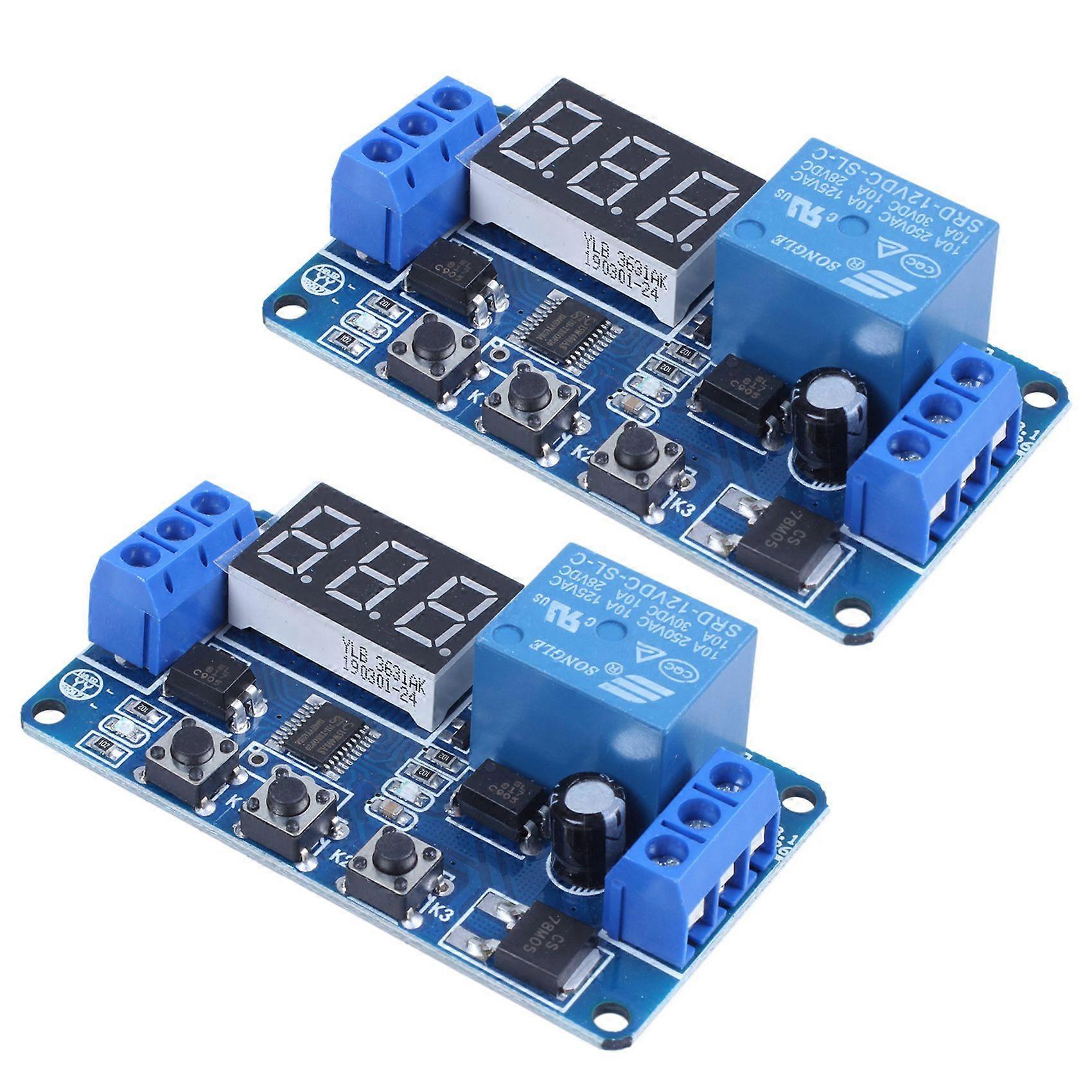 2X Automation DC 12V LED Display Digital Delay Timer Control Switch Relay Module