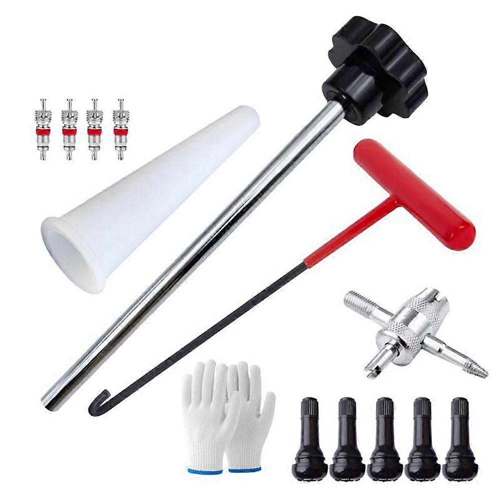Quick Change Tire Valve Tool Kit Valve Stem Tire Valve Stem for TR413 Valve Replacement and Installation Tool Kit 13pc A