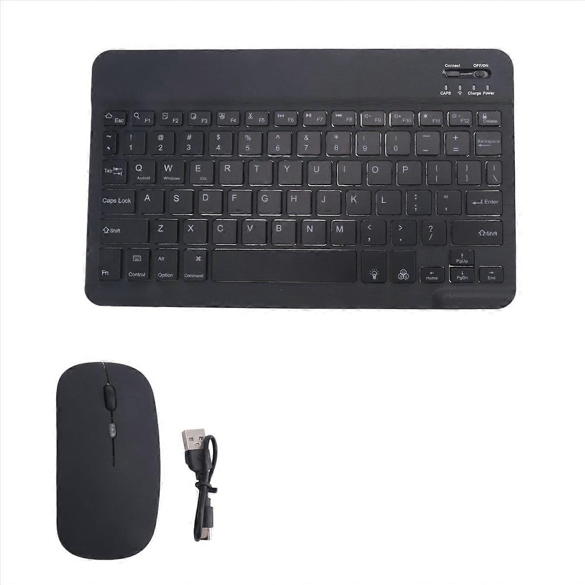 10inch Wireless Keyboard and Mouse RGB Backlit Rechargeable Black