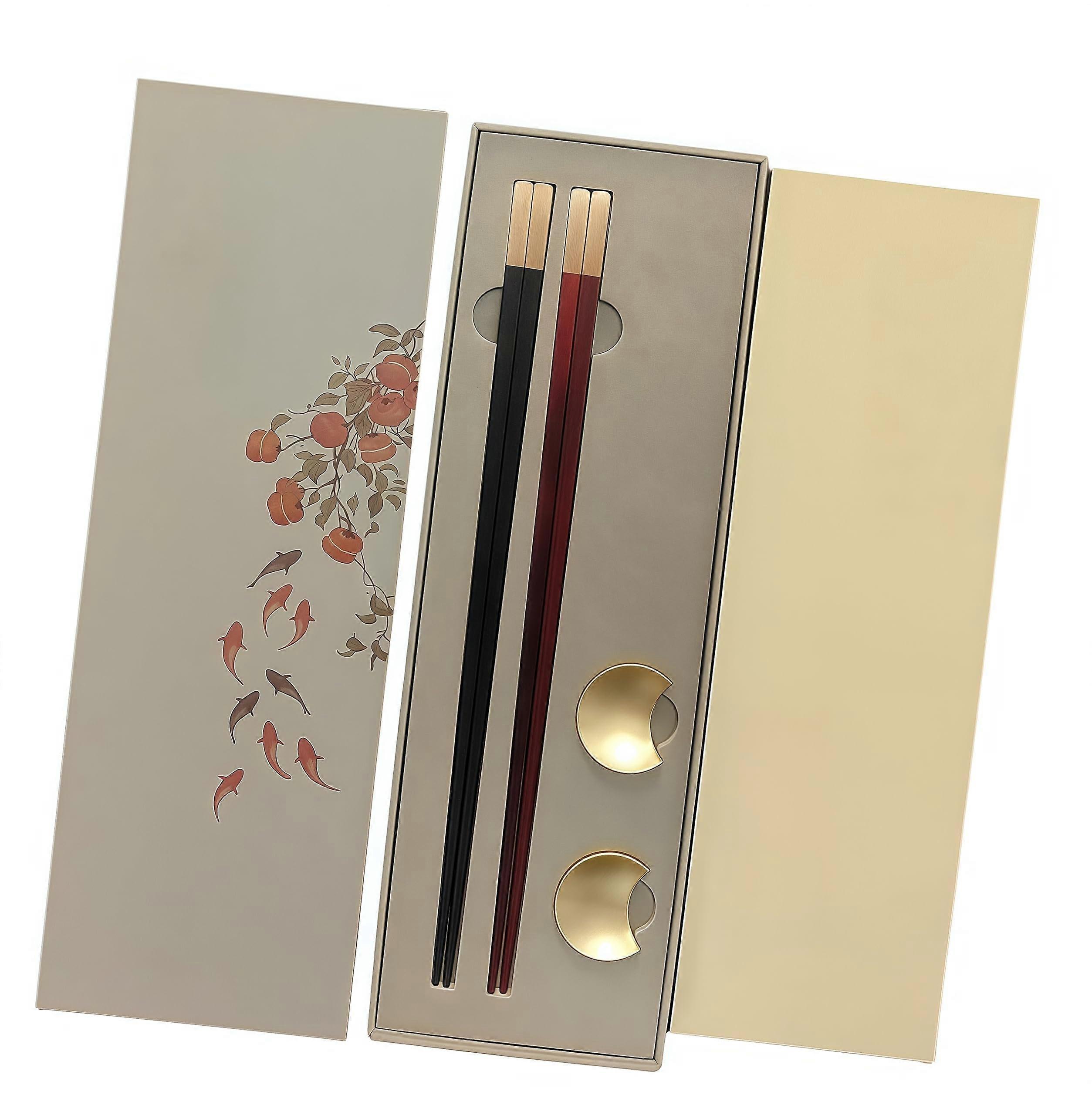 2 Pairs Solid Wood Chinese Chopsticks with NonSlip Grip and Authentic Craftsmanship Yellow