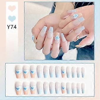 24pcs / Set Fake Nails Wear Press On Wiederverwendbare Designs Set Französisch Künstlich