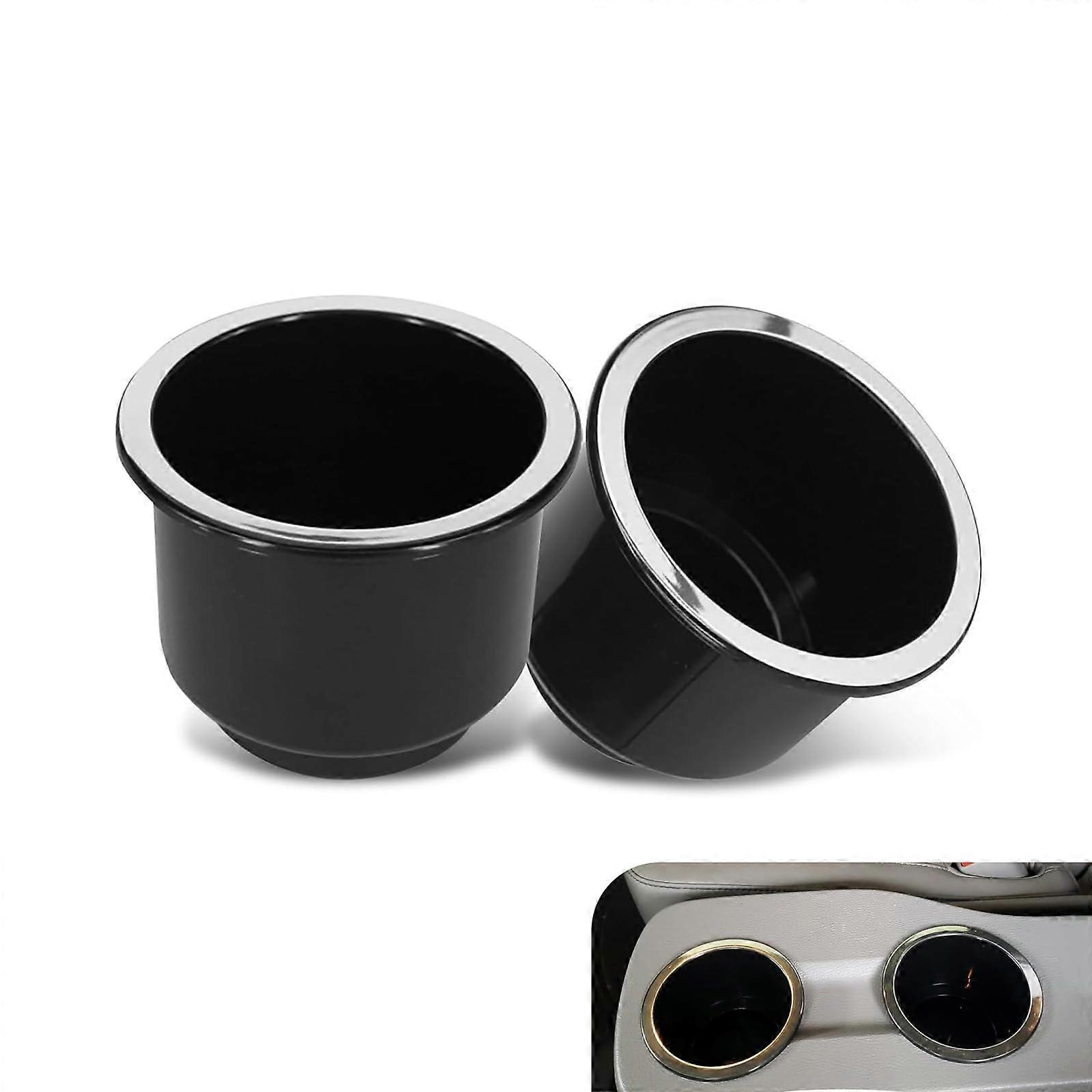 2 PCS Car Cup Holder Inserts LeakProof ShakeProof with Chrome Trim for Cars Boats and Sofas