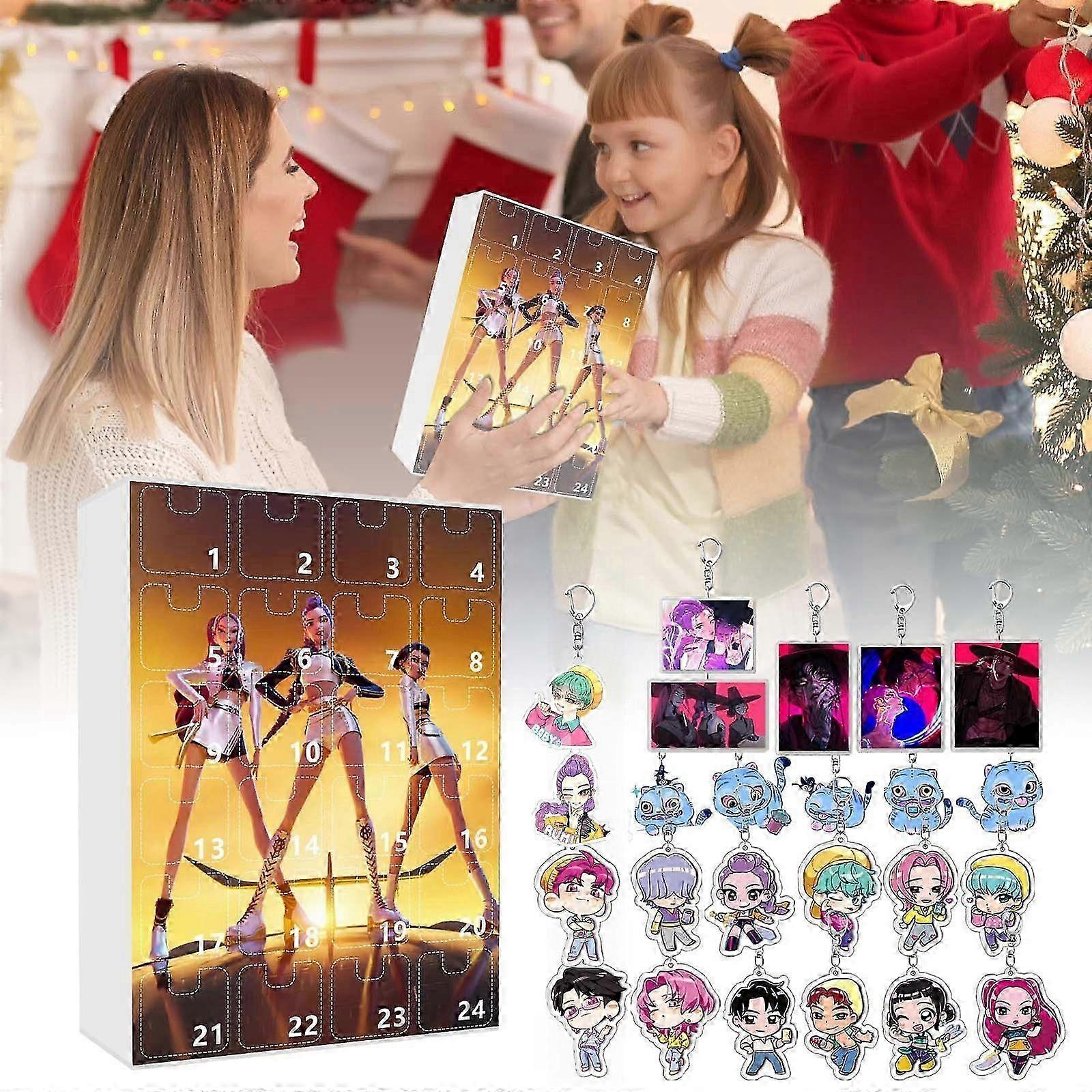 2025 KPop Demon Hunters Christmas Advent Calendar - 24 Days Countdown Calendar Stray Kids peripheral blind box Acrylic Ornaments, Reusable Christmas T
