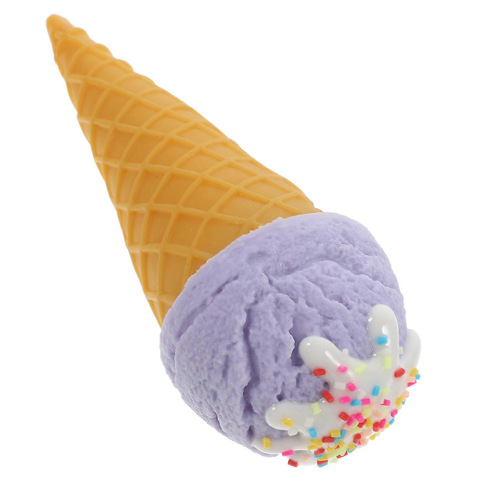 Realistic Ice Cream Cone Display Prop for Decor Artificial Lavender PVC