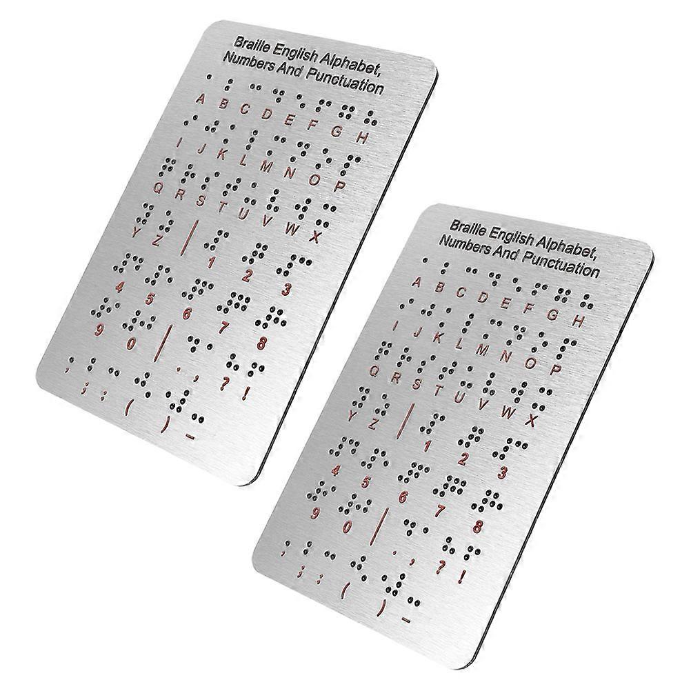Braille Alphabet Board Blind Children Learning Tool 2Pcs Silver