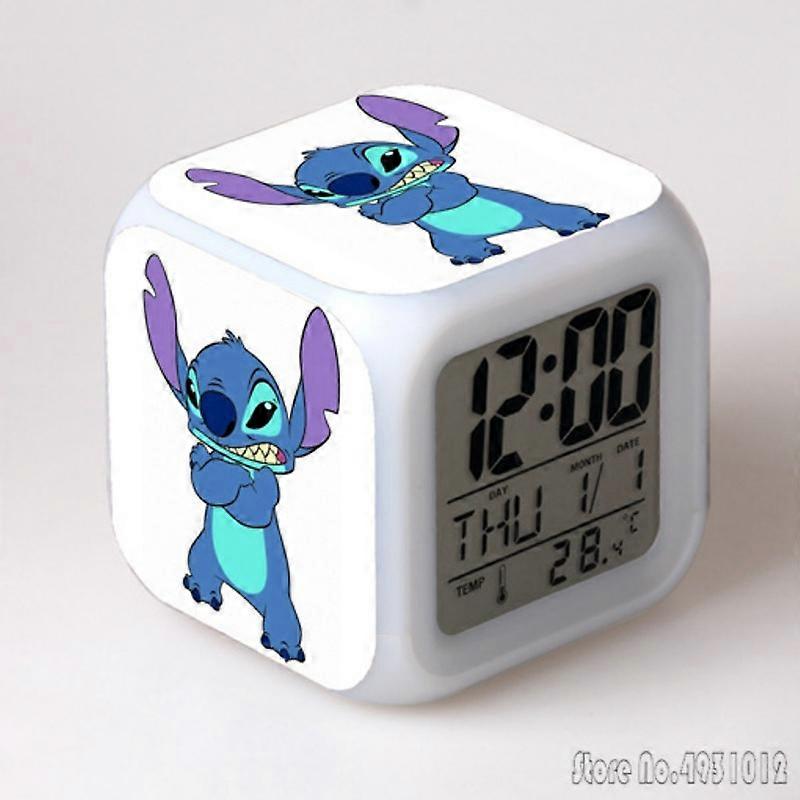 Cartoon Interstellar Angle S-stitch Alarm Clock Creative Student 8x8x8cm LED Cube with Colorful Light Display Time Week Month