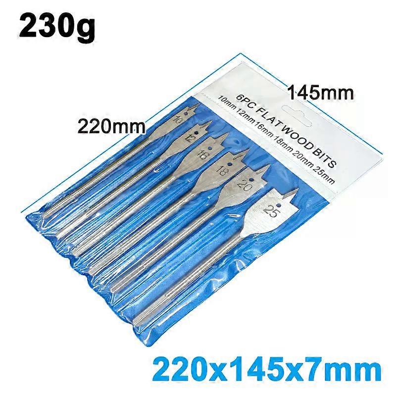 6pcs Natural Woodworking Drill Bit Set Hexagonal Handle Three Pointed Flat Drill for Wooden Board Hole Opening