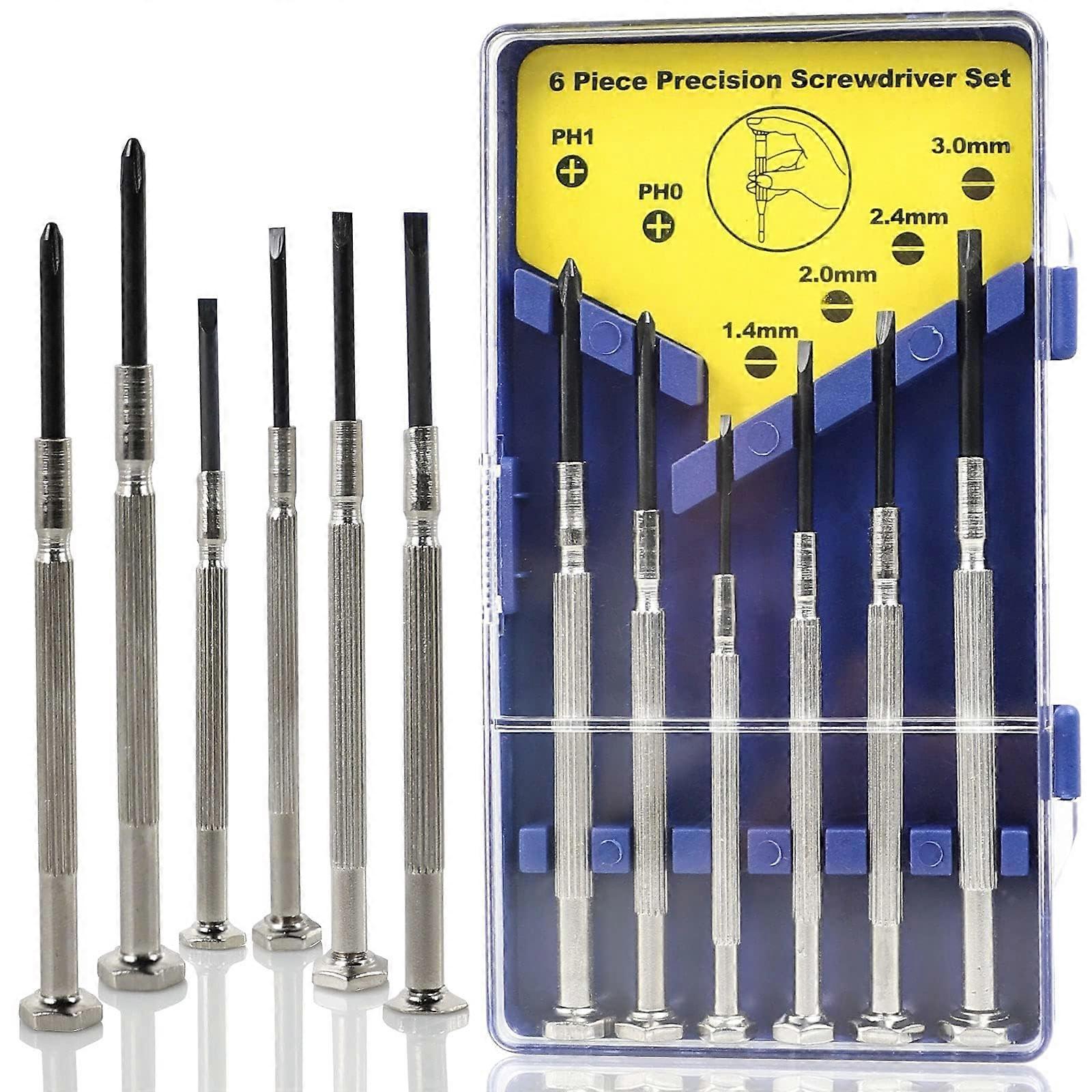 6PCS Precision Screwdriver Set with Phillips and Flathead for Electronics, Watches and Eyeglass