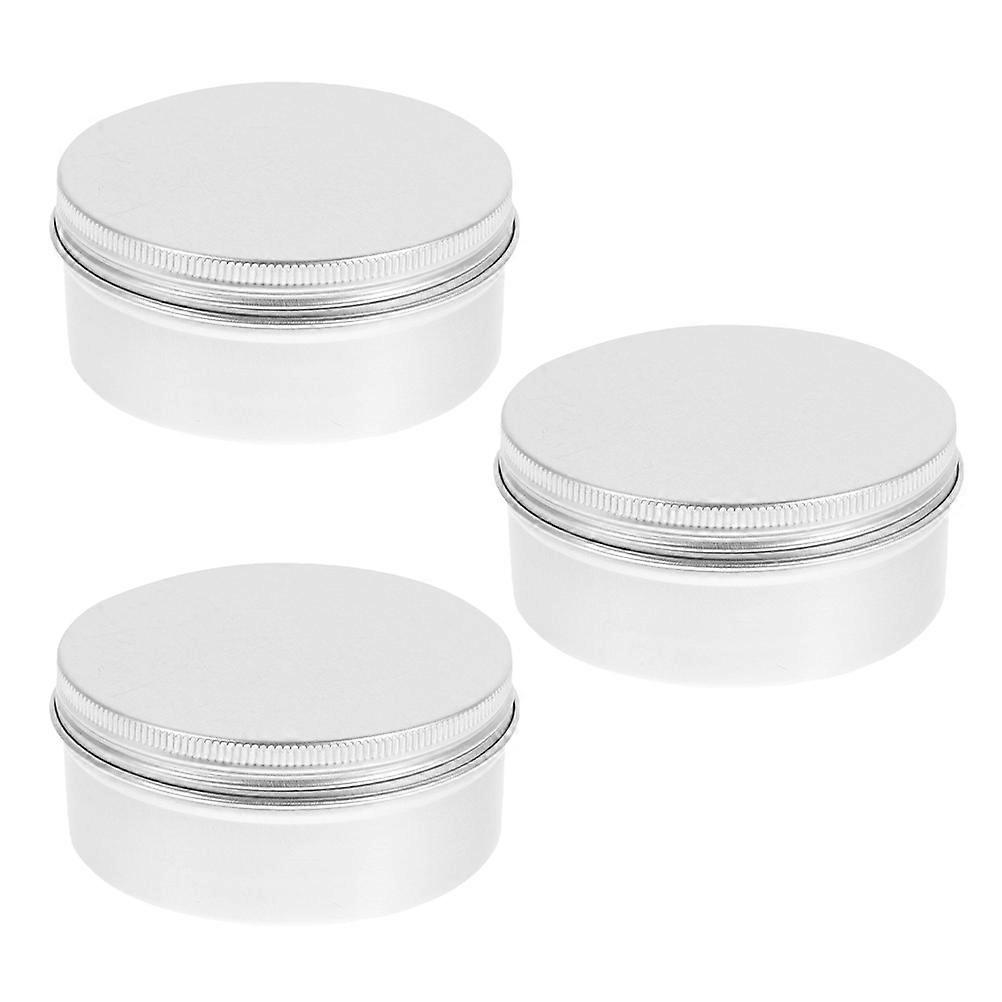 Silver Aluminum Soap Boxes for Storage with Lid 3Pcs Round Empty Boxes