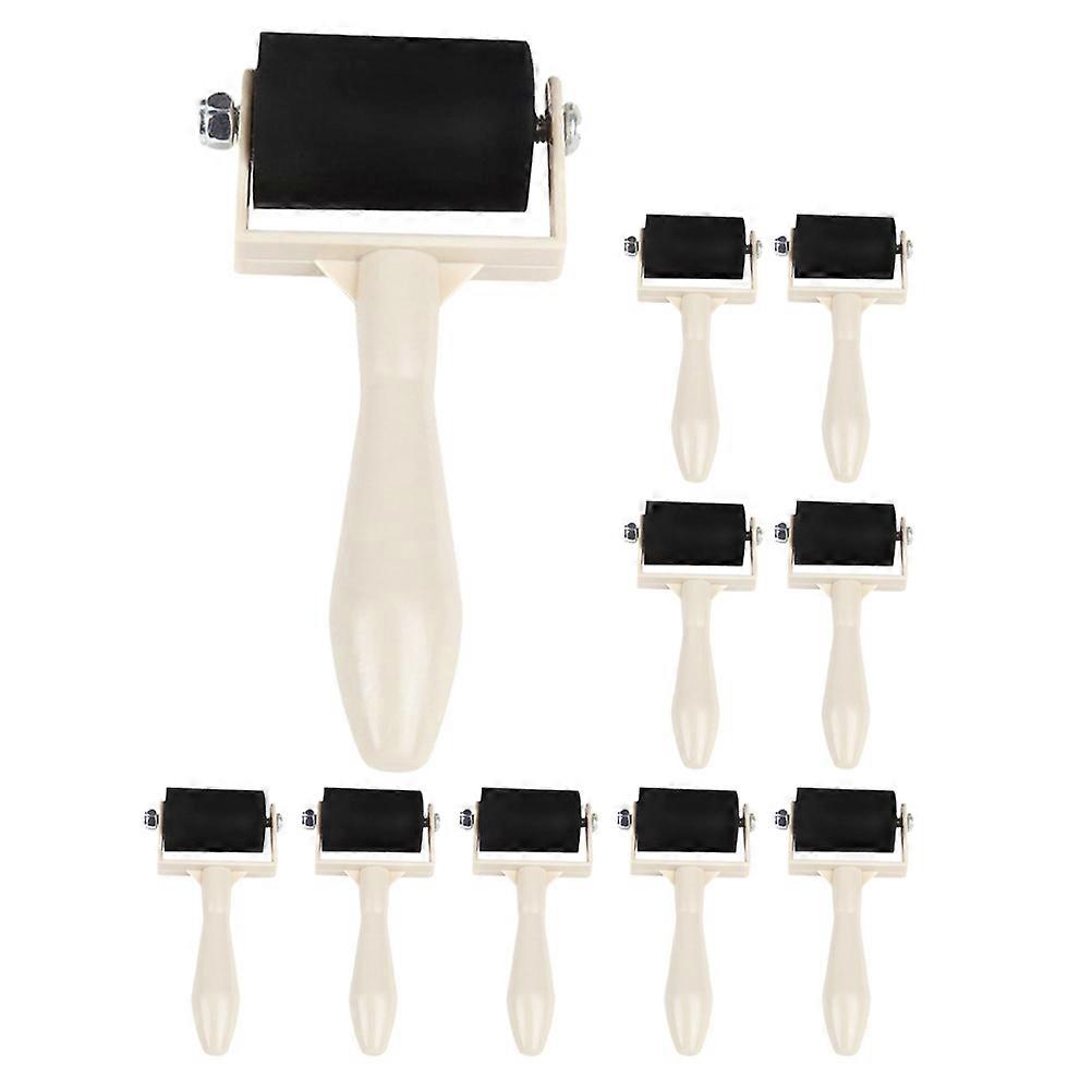 10pcs Rubber Rollers for Crafting Glue Paint Brush Printmaking Stamping Construction