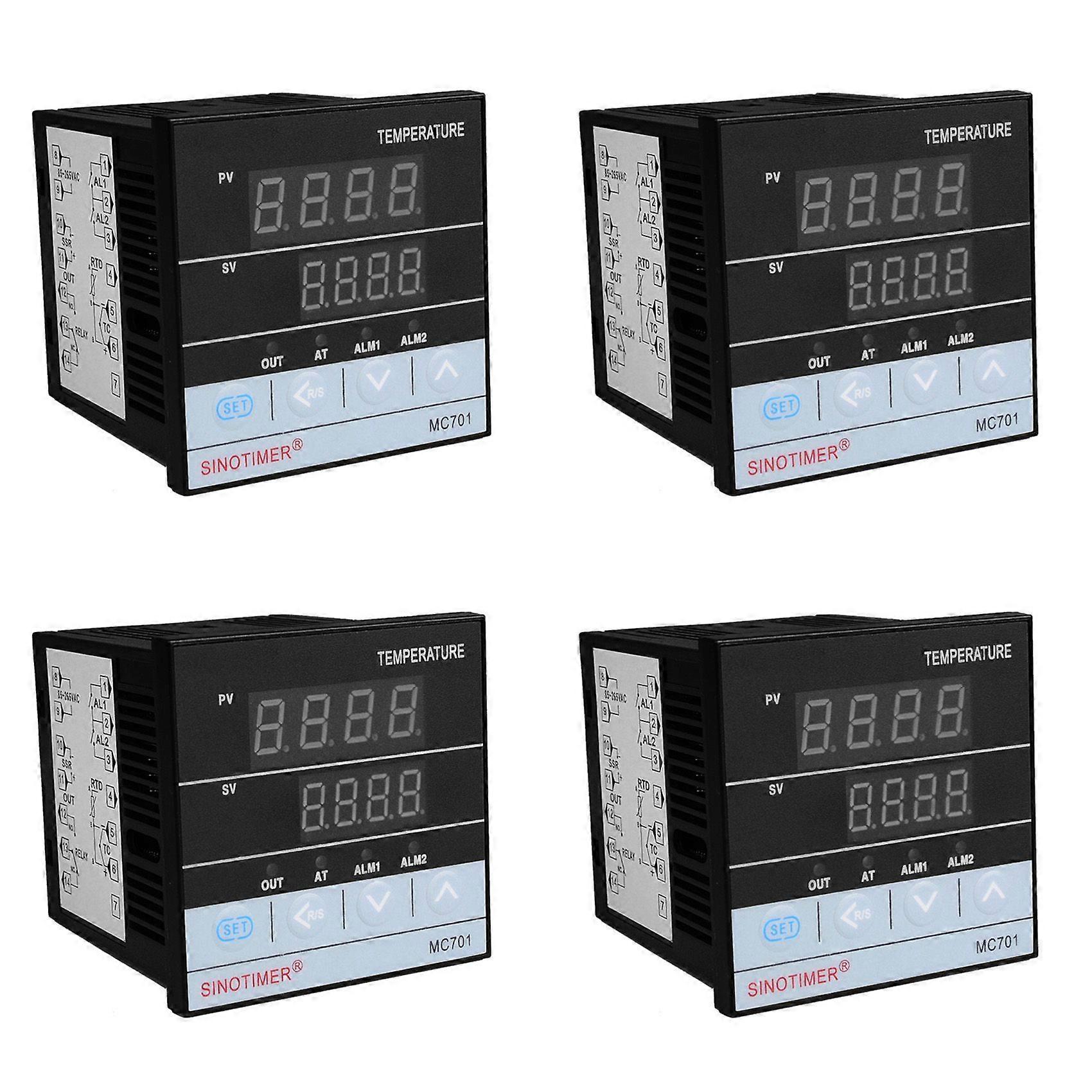 4X SINOTIMER MC701 Digital PID Temperature Controller Waterproof K Type PT100 Sensor Input Relay SSR Output
