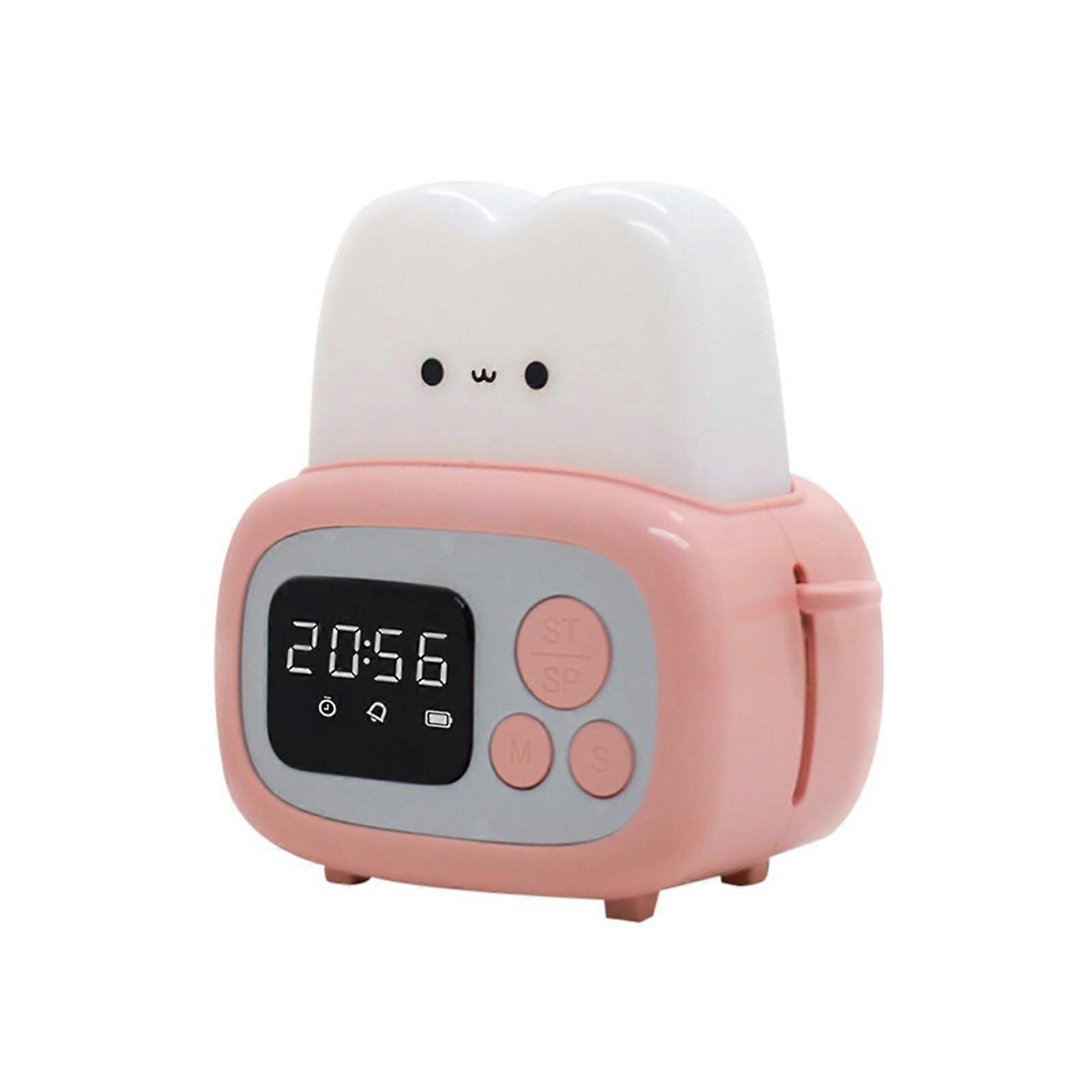 Cute Toaster Alarm Clock with USB Rechargeable Night Light and Touch Dimming Timer for Kids