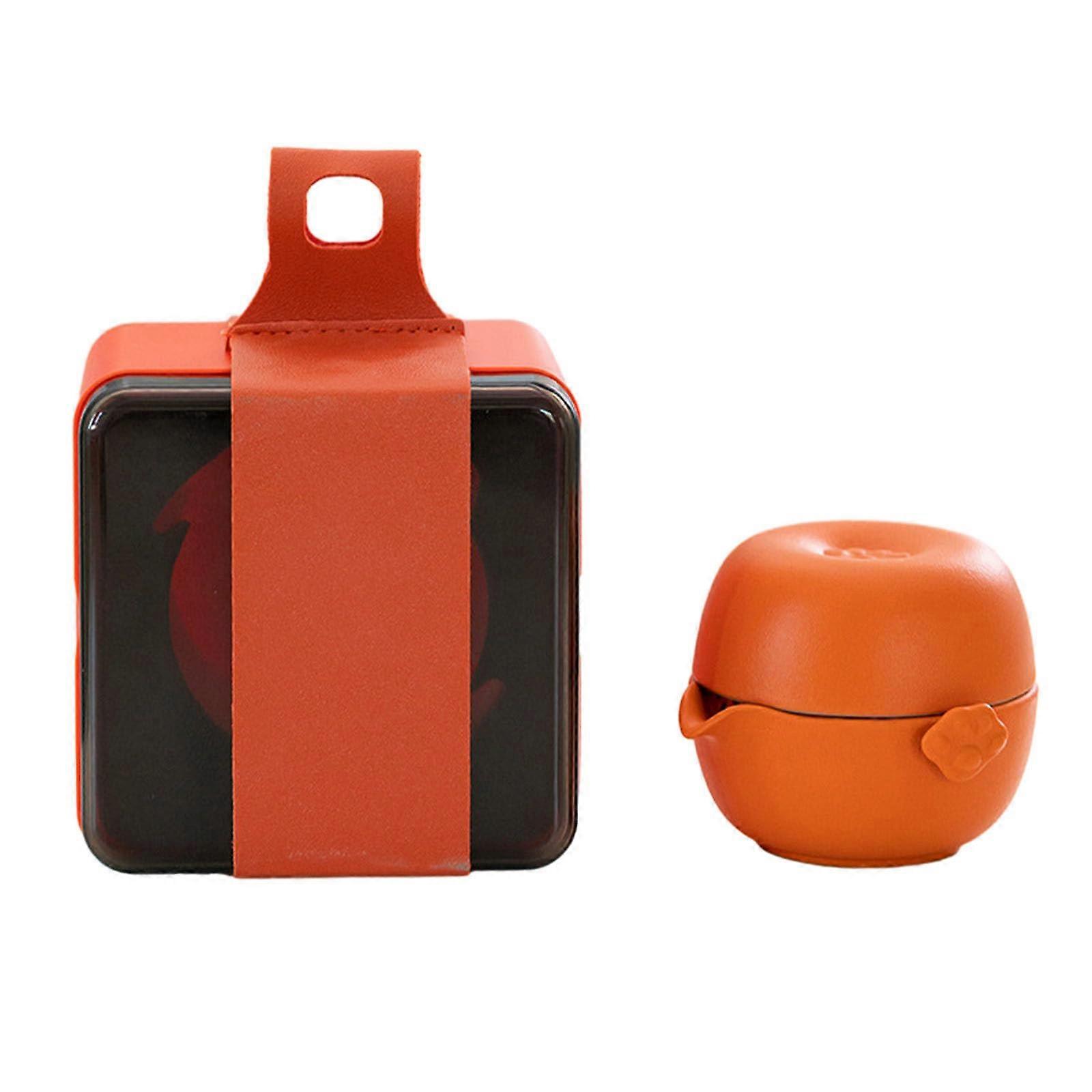 Glass Storage Jars with Lids Compact Travel Tea Set Cat Paw Design with Storage Box Orange