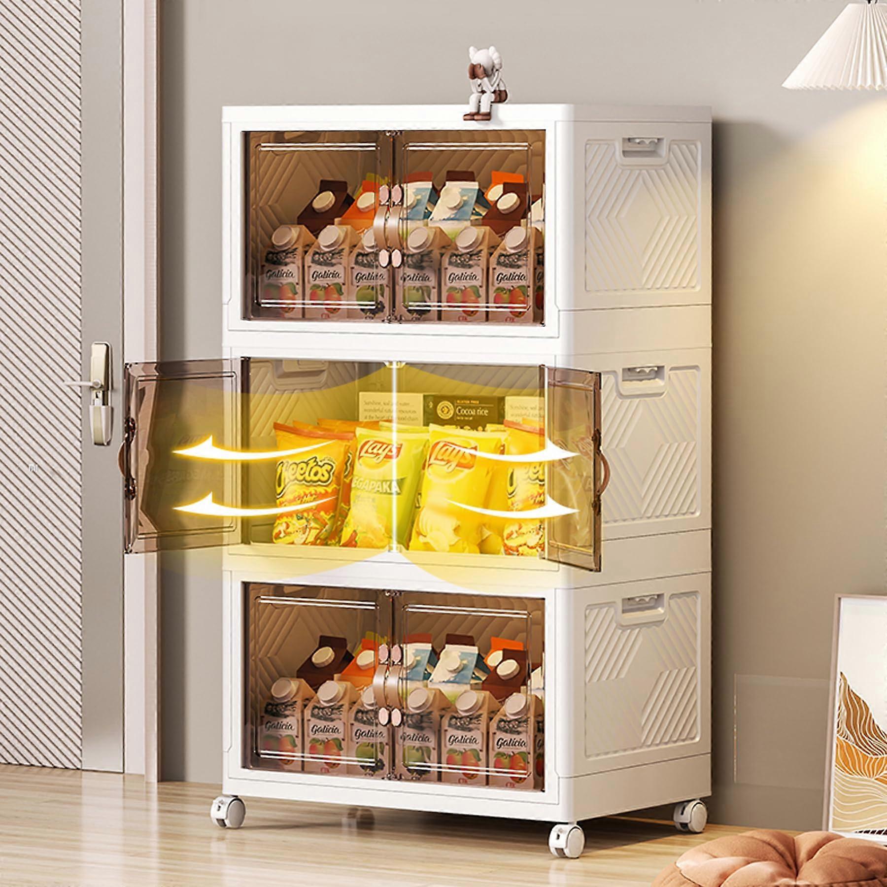 75QT Stackable Plastic Storage Bins with Lids and Wheels, Foldable Large Capacity Closet Organizer