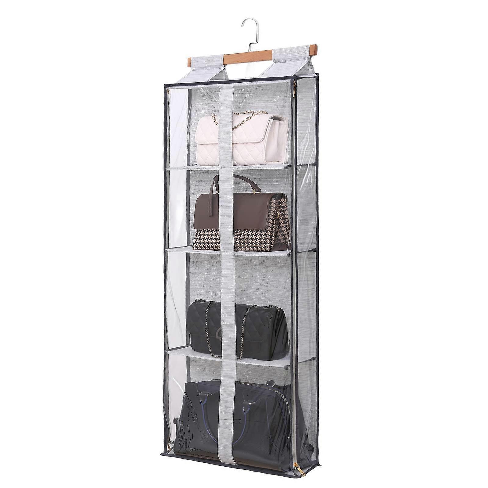 Over the Door Purse Organizer with 9 Large Clear Pockets for Closet Handbag Storage